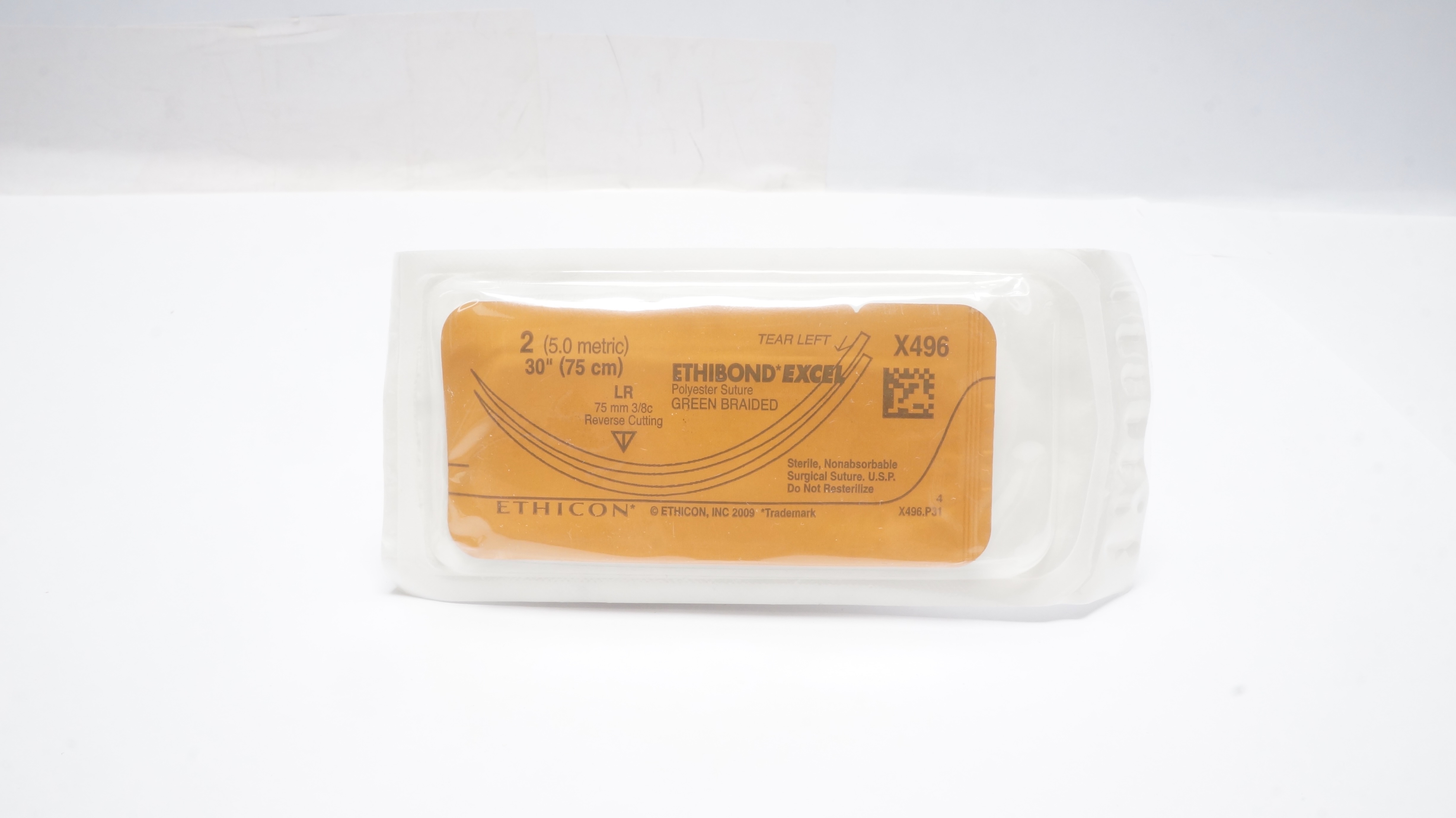 Ethicon X496 2 ETHIBOND EXCEL Stre LR 75mm 3/8c Reverse Cutting 30inch (x)