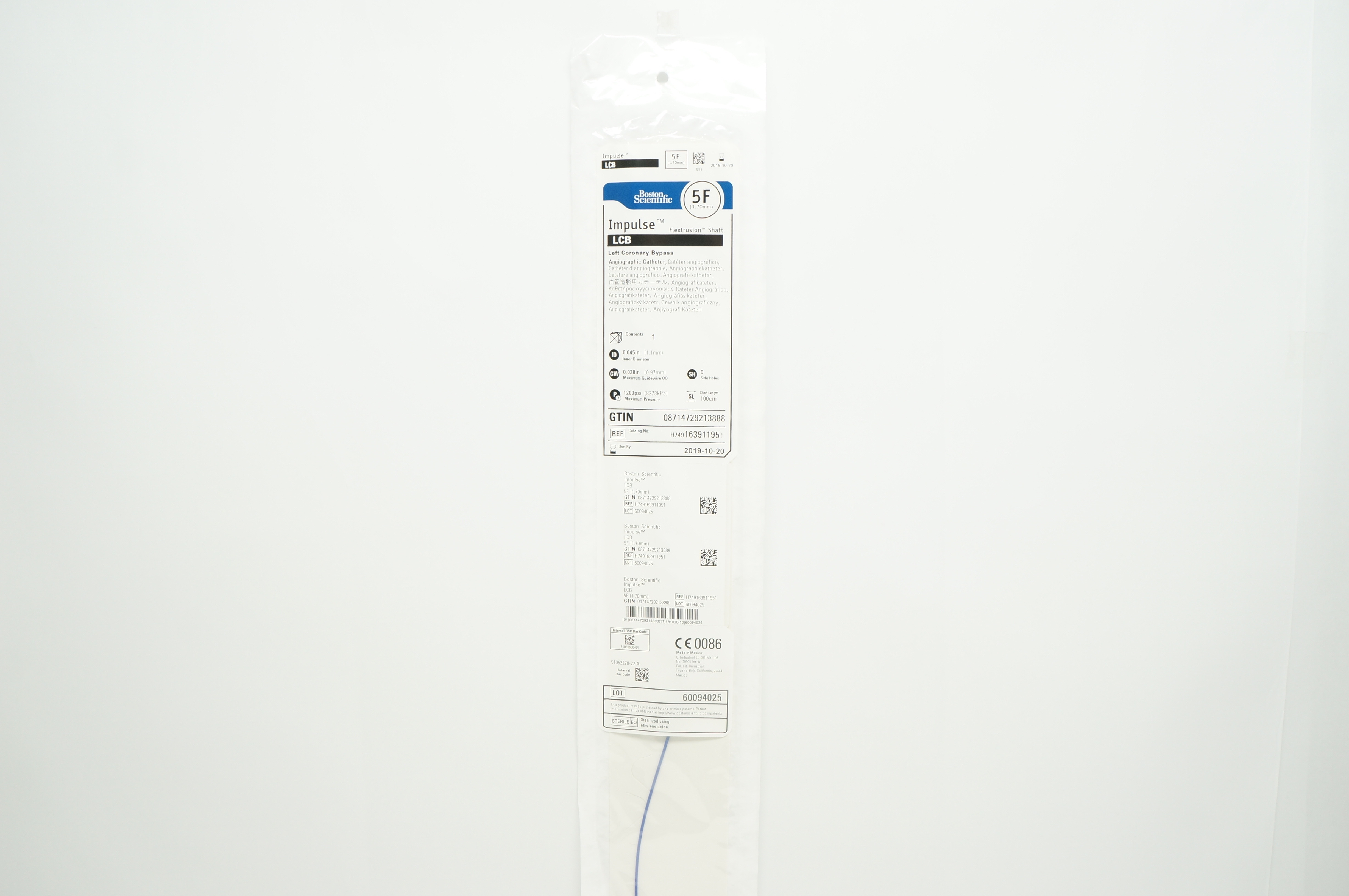 Boston Scientific 16391195 Impulse LCB Angiographic Cath. 5F x 100cm (x)