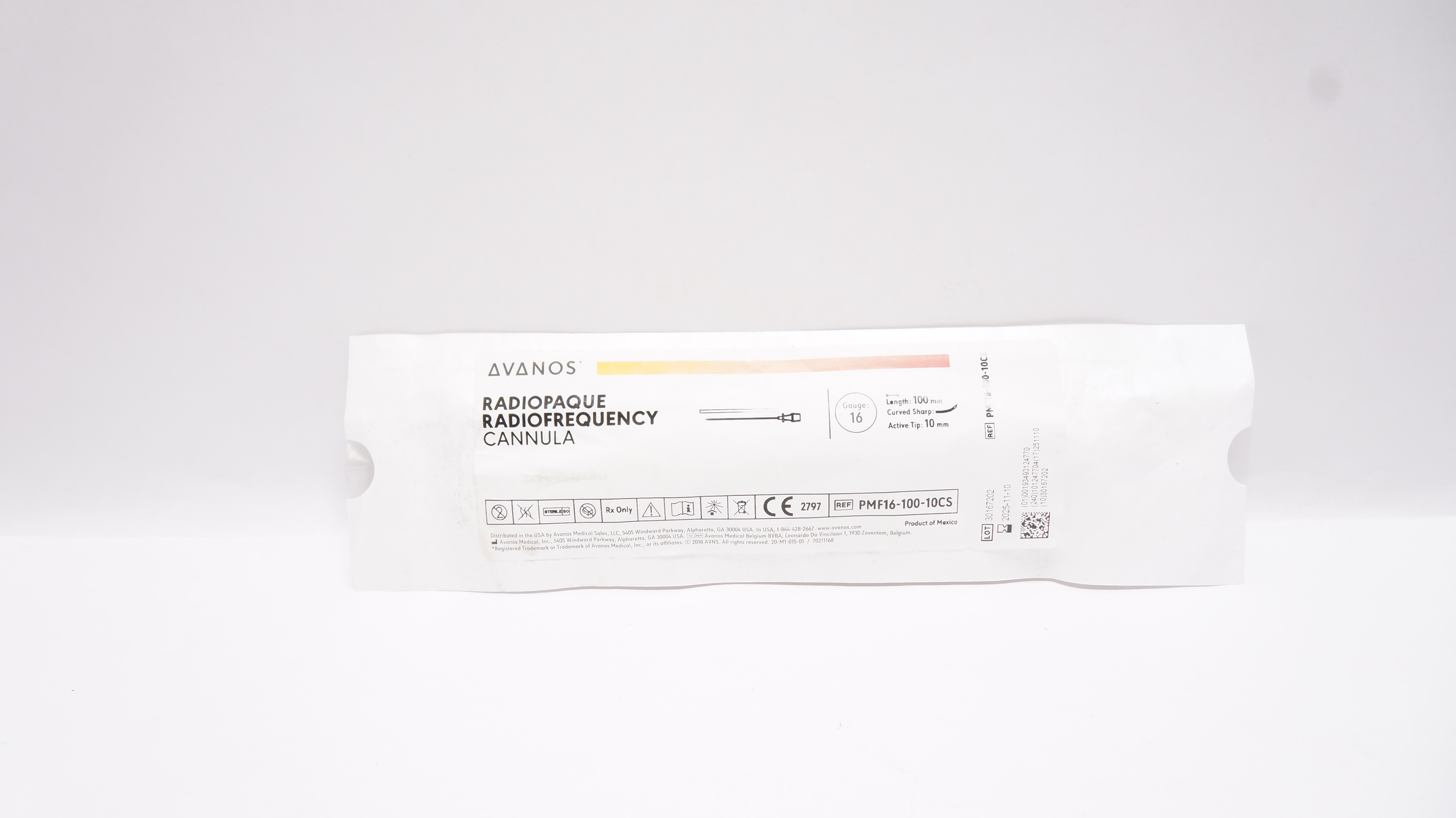 Avanos PMF16-100-10CS Radiopaque Radiofrequency Cannula 16G, 100mm x 10mm