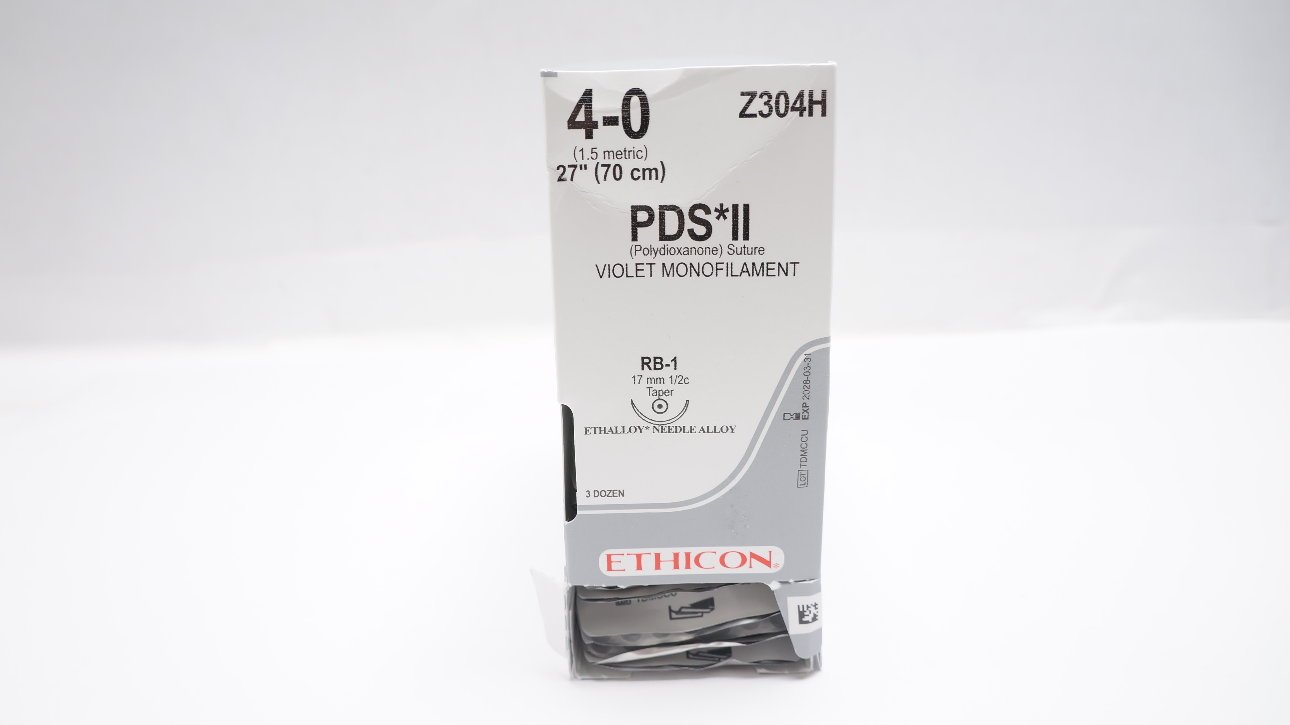 Ethicon Z304H 4-0 PDS II Stre RB-1 17mm 1/2c Taper, 27inch - Box of 24