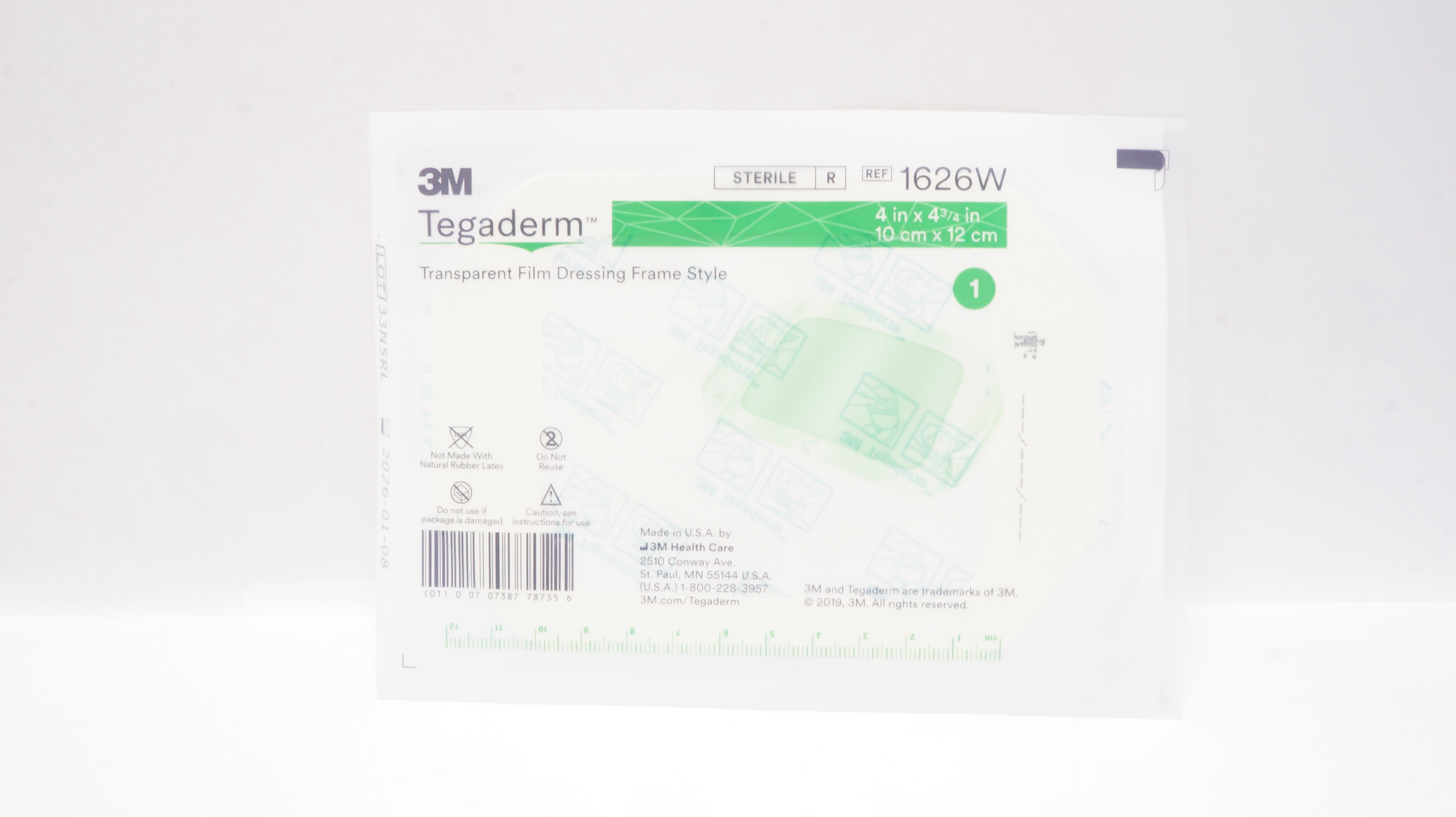 3M 1626W Tegaderm Transparent Film Dressing Frame Style 4inch x 4-3/4inch