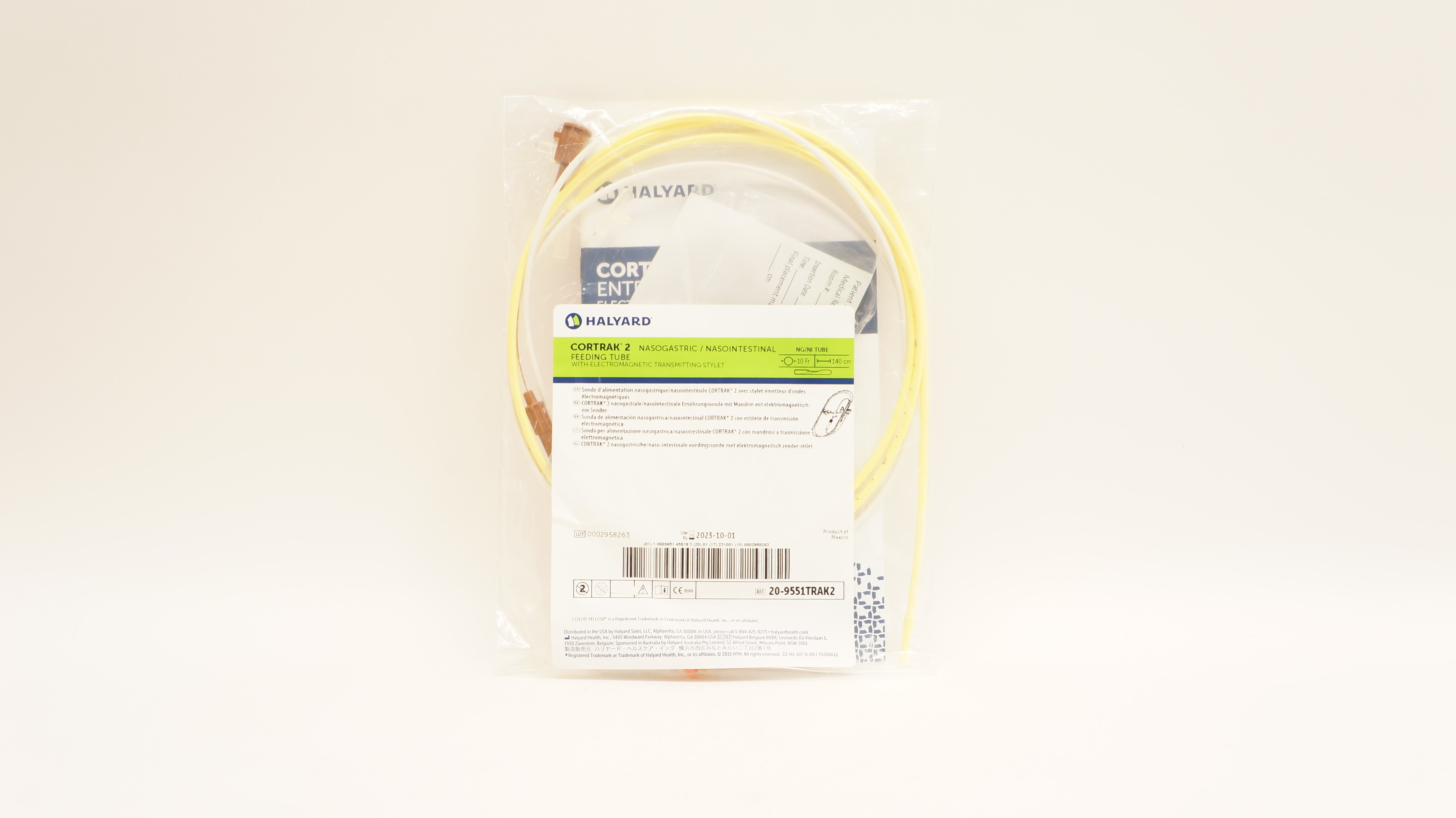 Halyard 20-9551TRAK2 2 Cortrak 2 Nasogastric Feeding Tube 10 Fr x 140cm