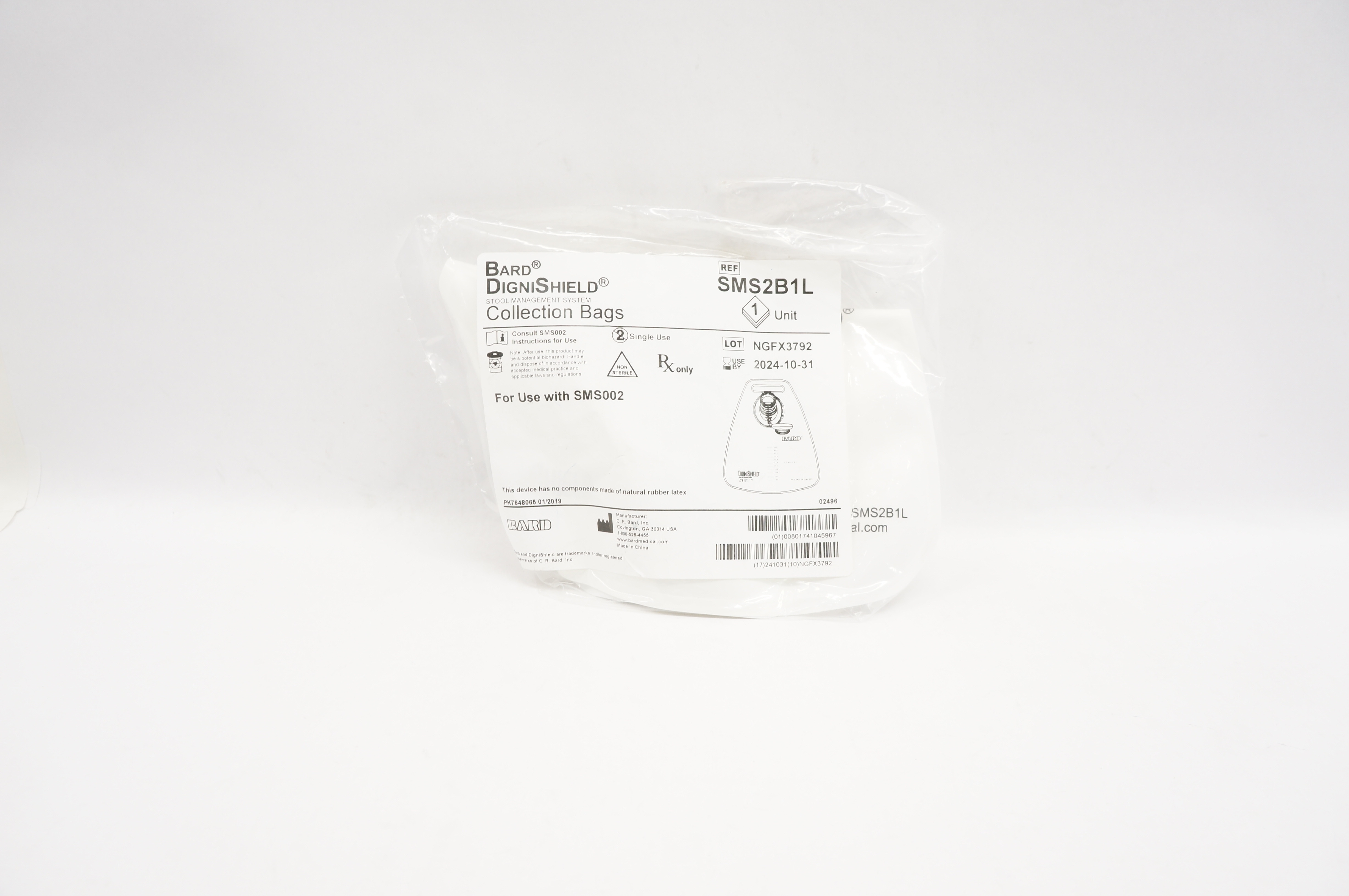 Bard SMS2B1L DigniShield Stool Management System Collection Bags