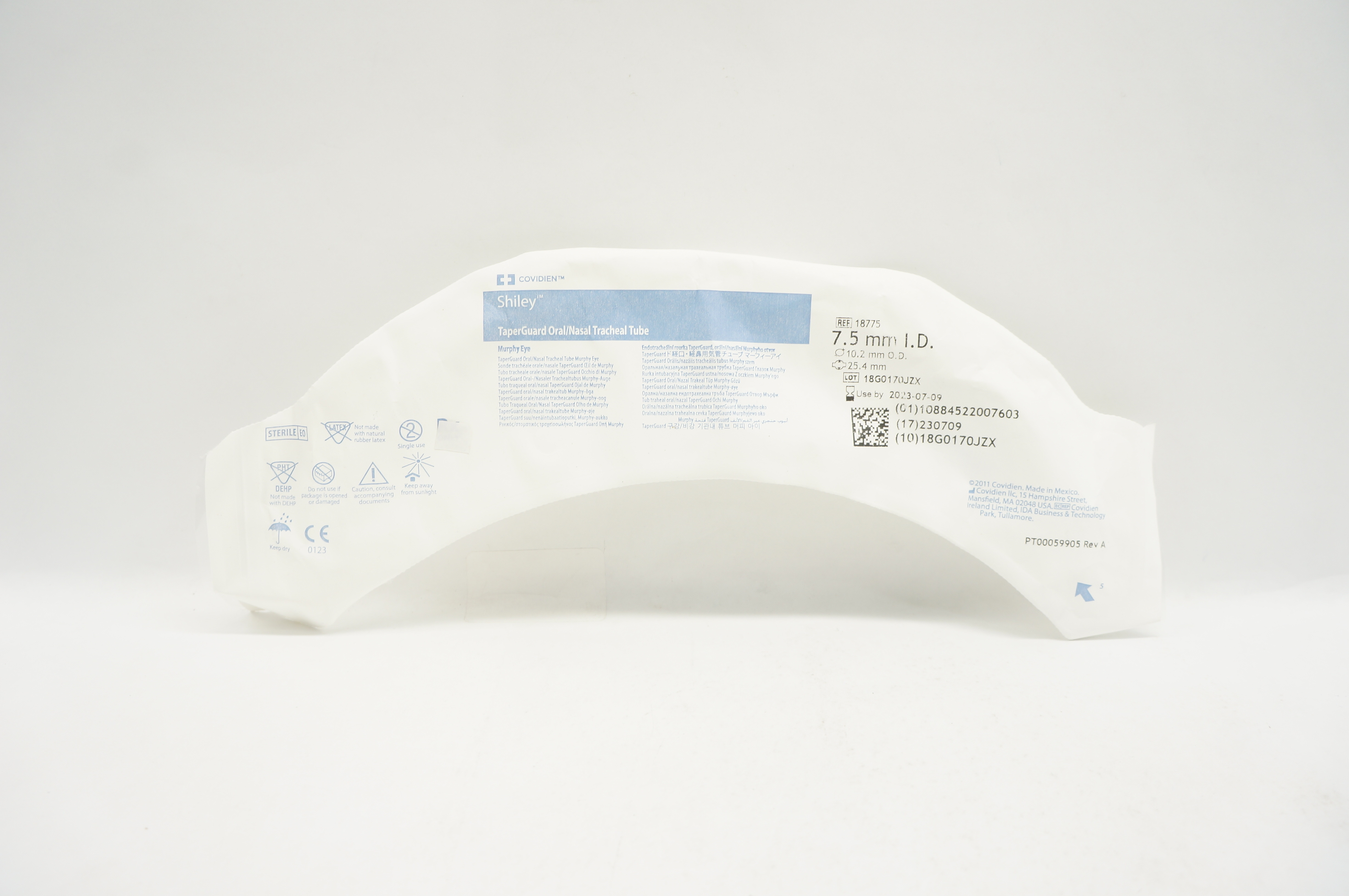 Covidien 18775 Shiley TaperGuard Oral/Nasal Tracheal Tube 7.5mm ID, 10.2mm OD