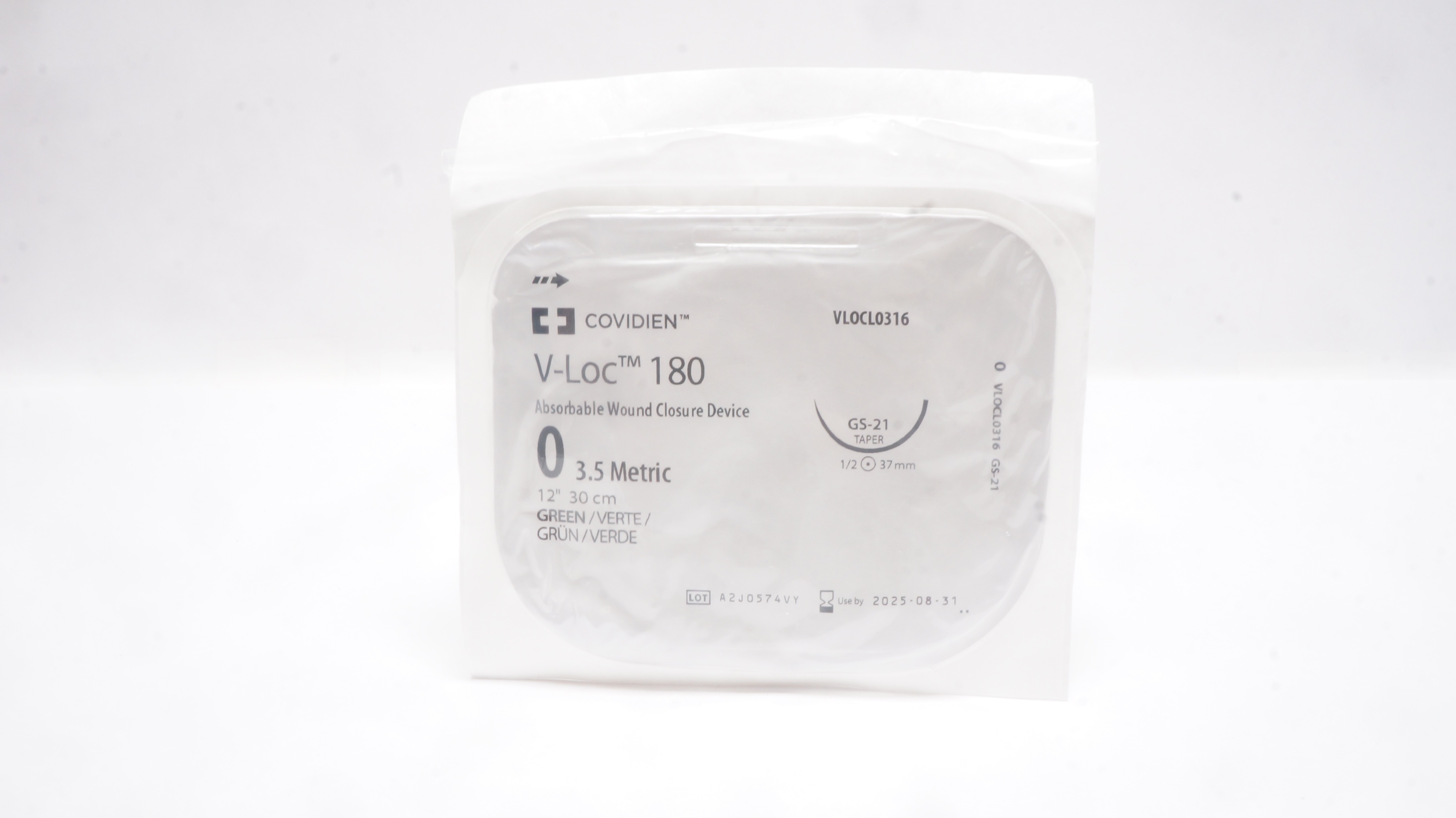 Covidien VLOCL0316 0 V-Loc 180 Wound Closure Device GS-21 Taper 1/2c 37mm 12inch