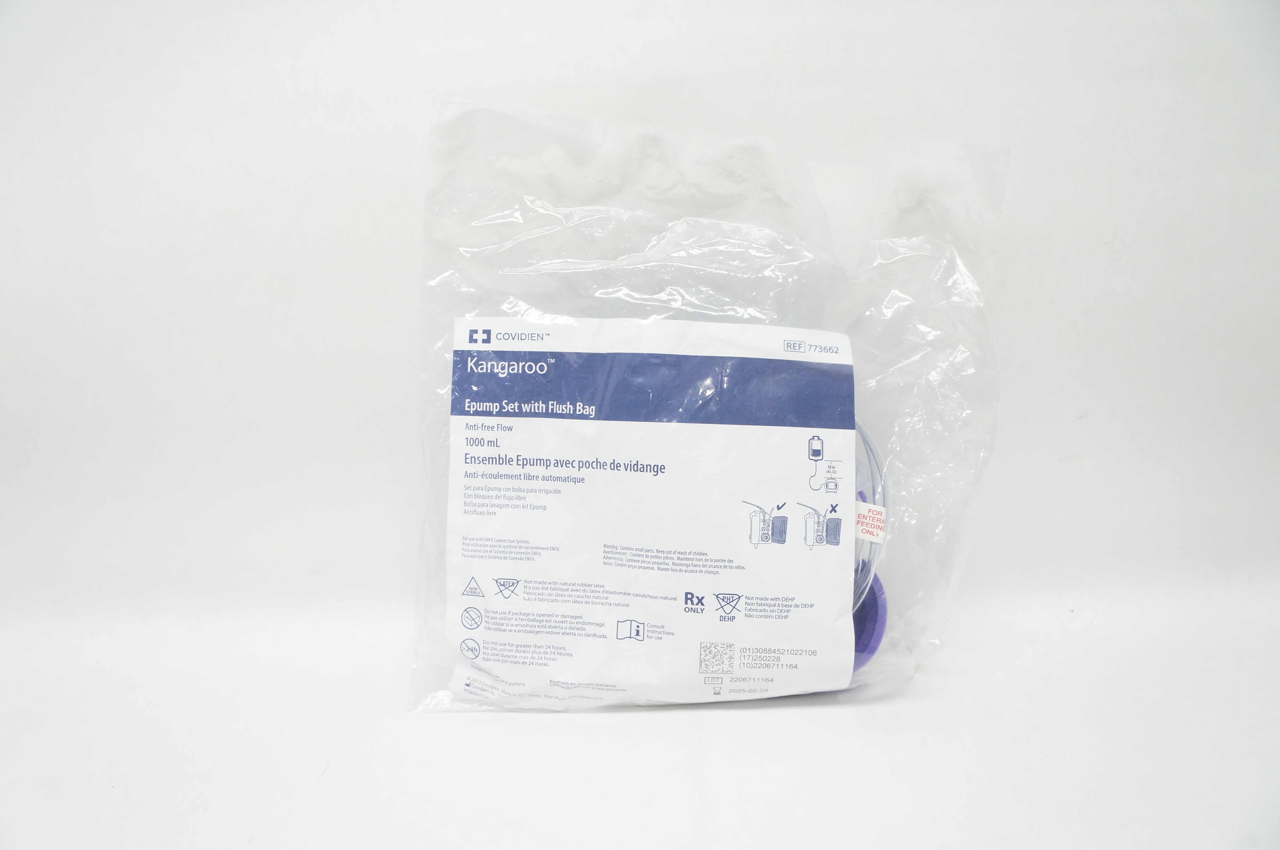 Covidien 773662 Kangaroo Epump Set with Flush Bag Anti-Free Flow 1000mL