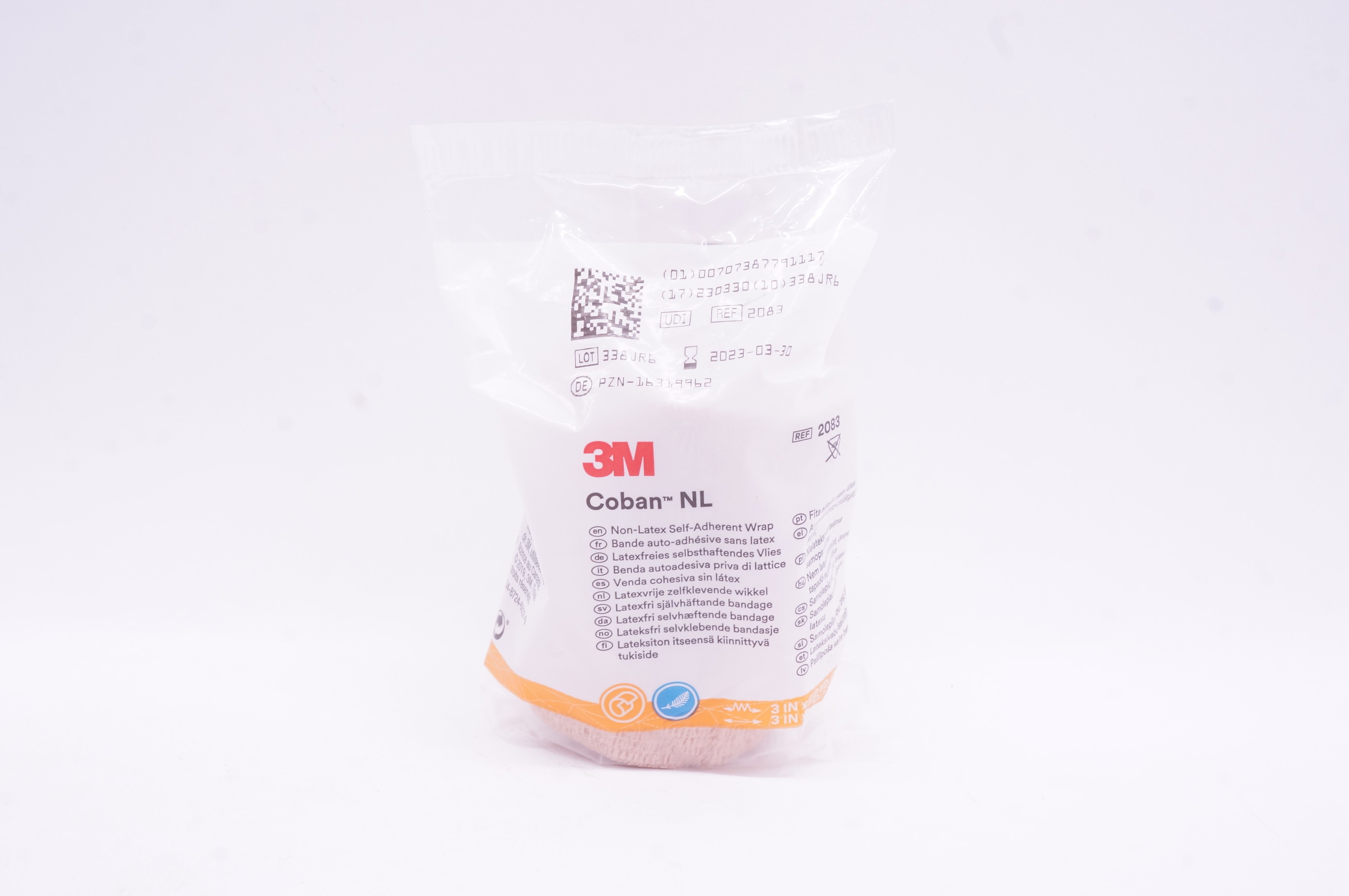 3M 2083 Coban NL Non-Latex Self-Adherent Wrap 3 inch x 5 yd
