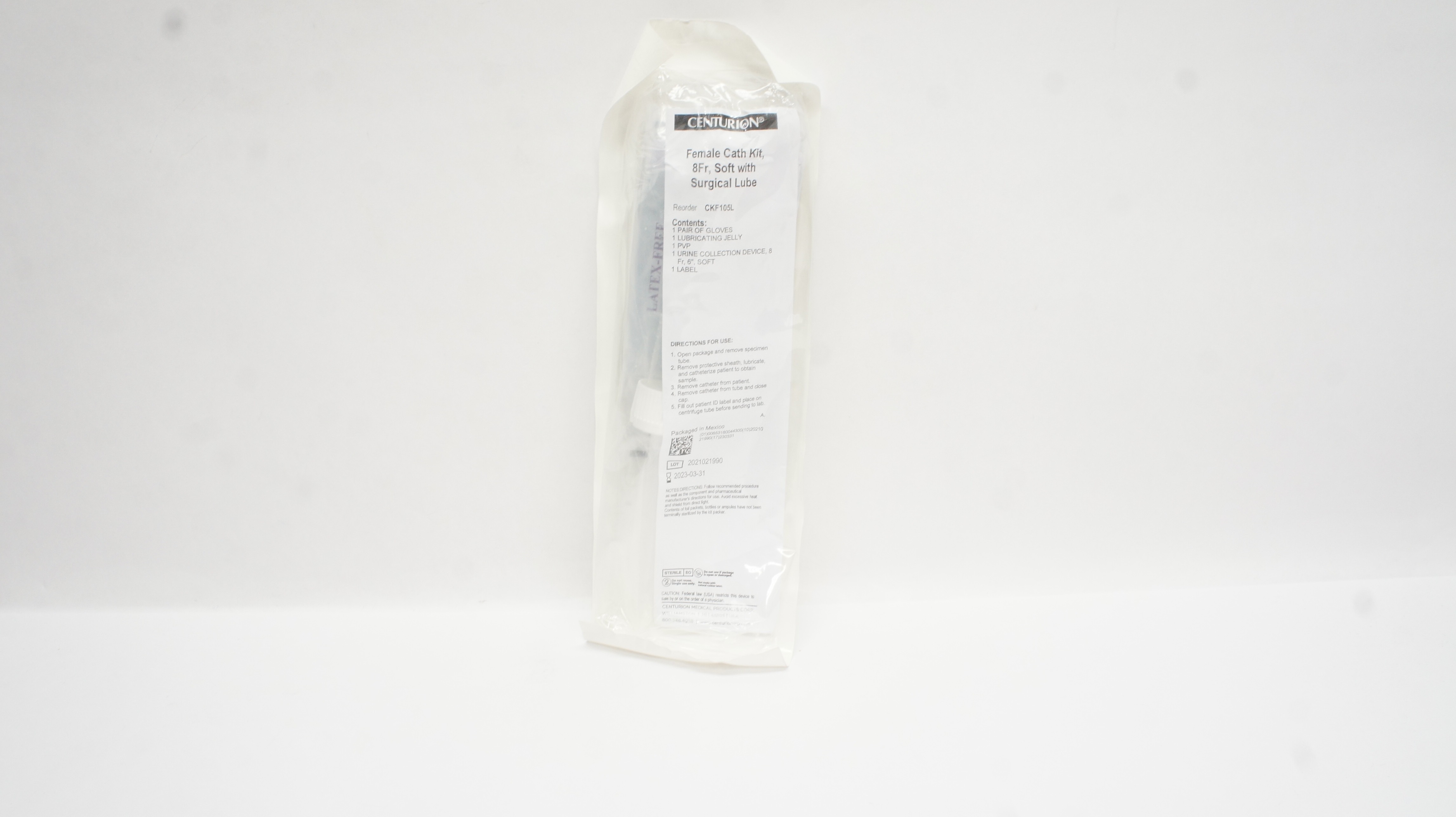 Centurion CKF105L Female Cath Kit 8Fr Soft with Surgical Lube (x)