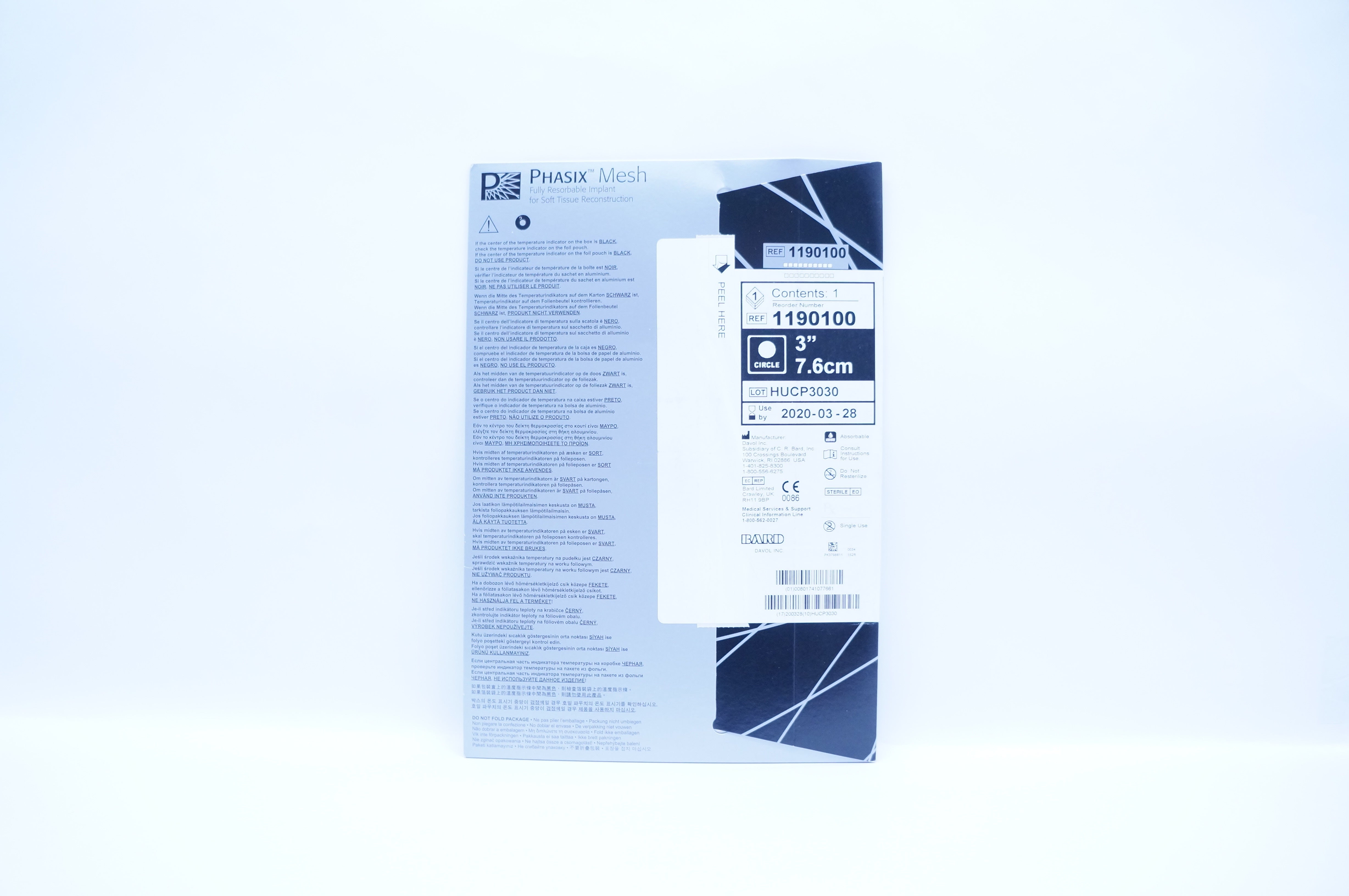 Bard 1190100 Phasix Round Mesh, 3 inch (x)