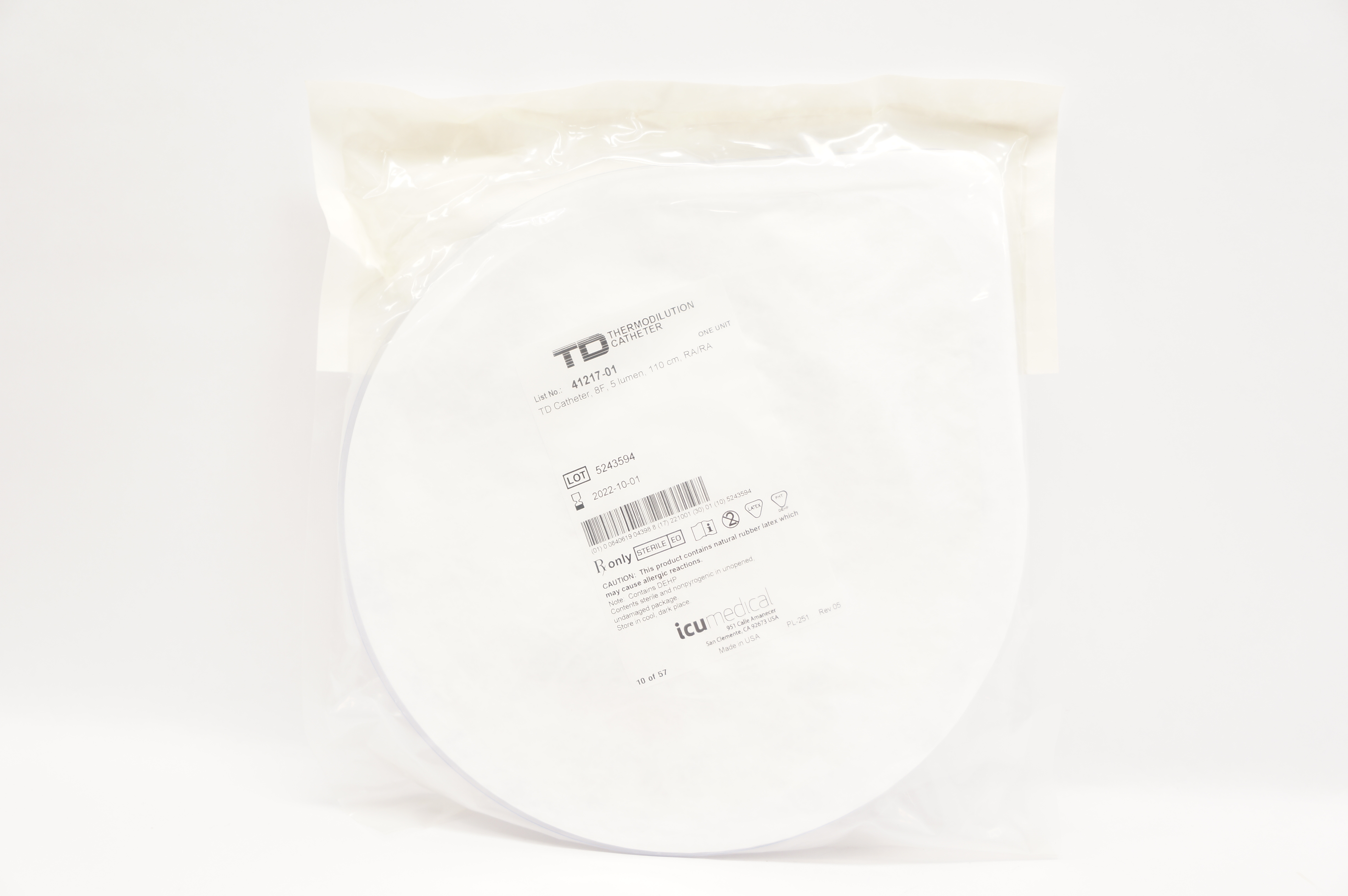 ICU Medical 41217-01 TD Thermodilution Cath. 5 Lumen 8F x 110cm RA/RA (x)