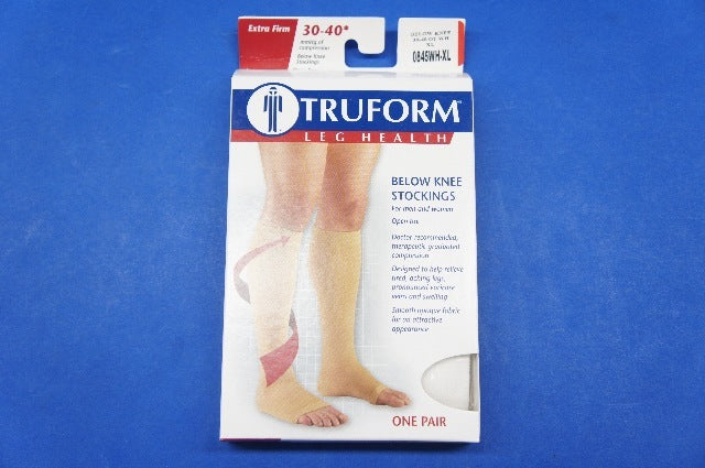 Truform 0845WH-XL X-Large size Compression Stocking Soft Top Open Toe 30-40 mmHg