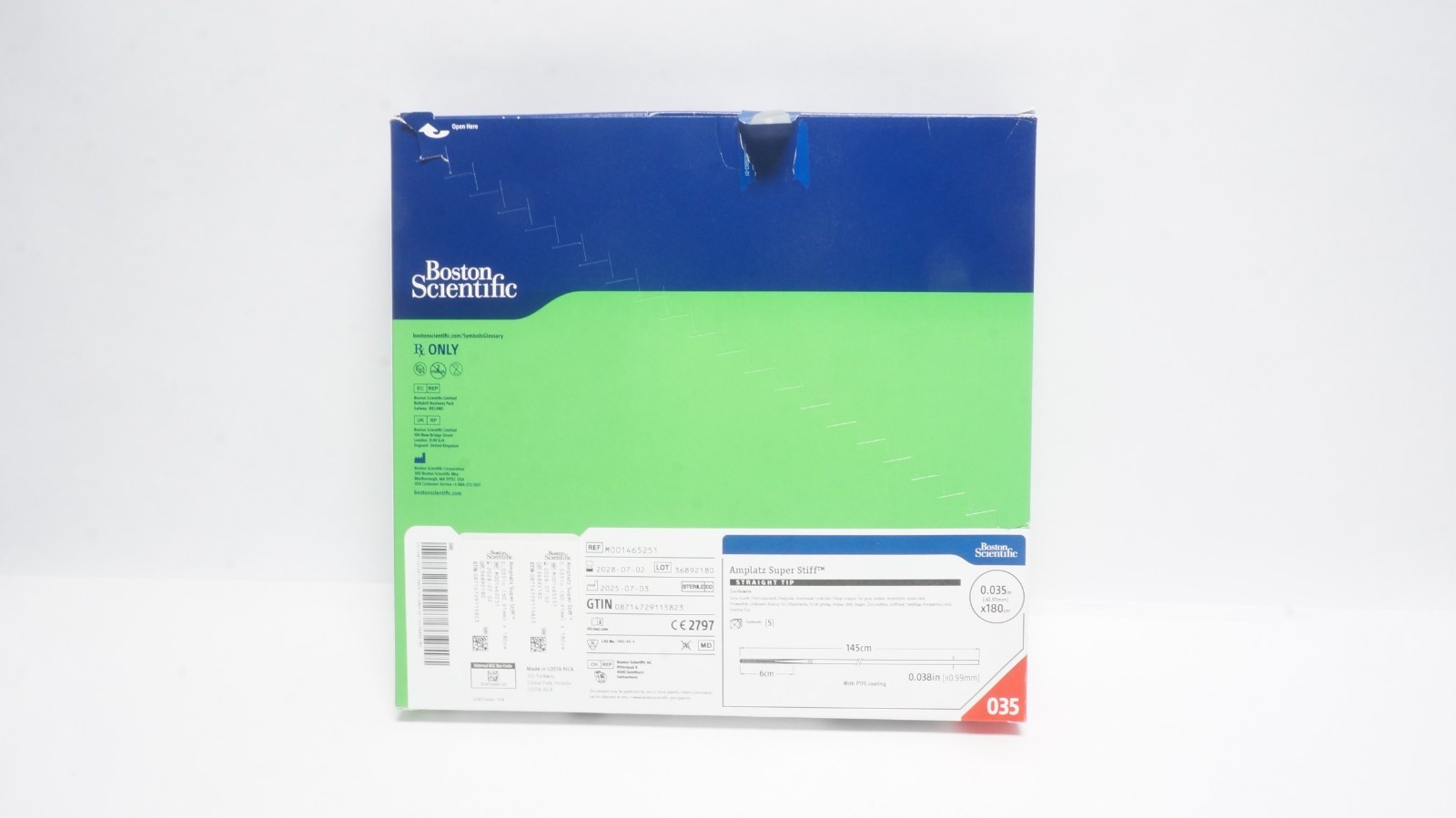 Boston Scientific M001465251 Amplatz Super Stiff Guidewire 0.035in 180cm - box of 5