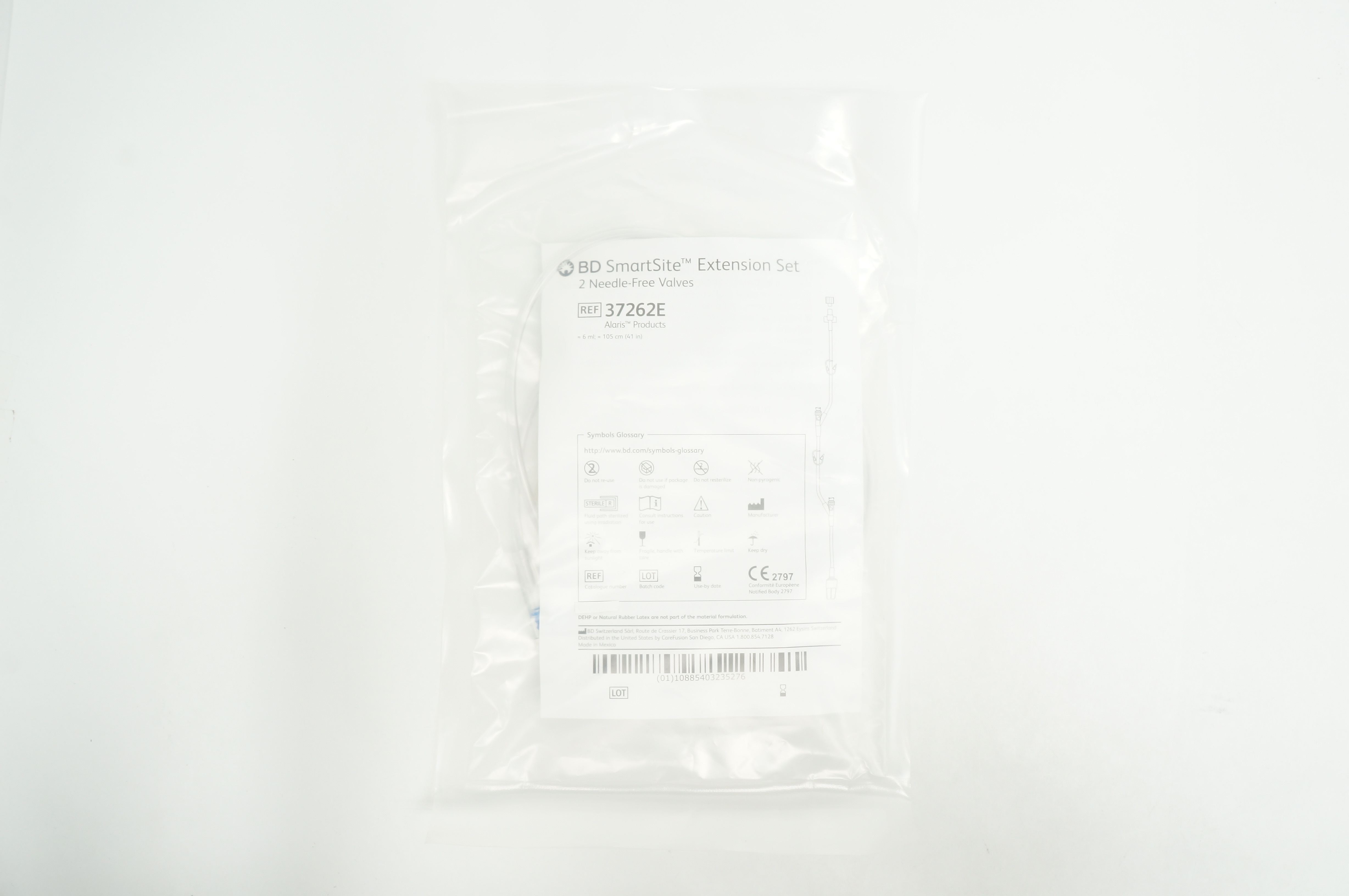 BD 37262E SmartSite Extension Set 2-Ndle Free Valves 6ml x 41inch