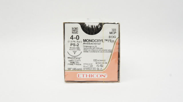 Ethicon MCP513G 4-0 Monocryl Plus Stre PS-2 19mm 3/8c 18 inch (x) - Box of 12