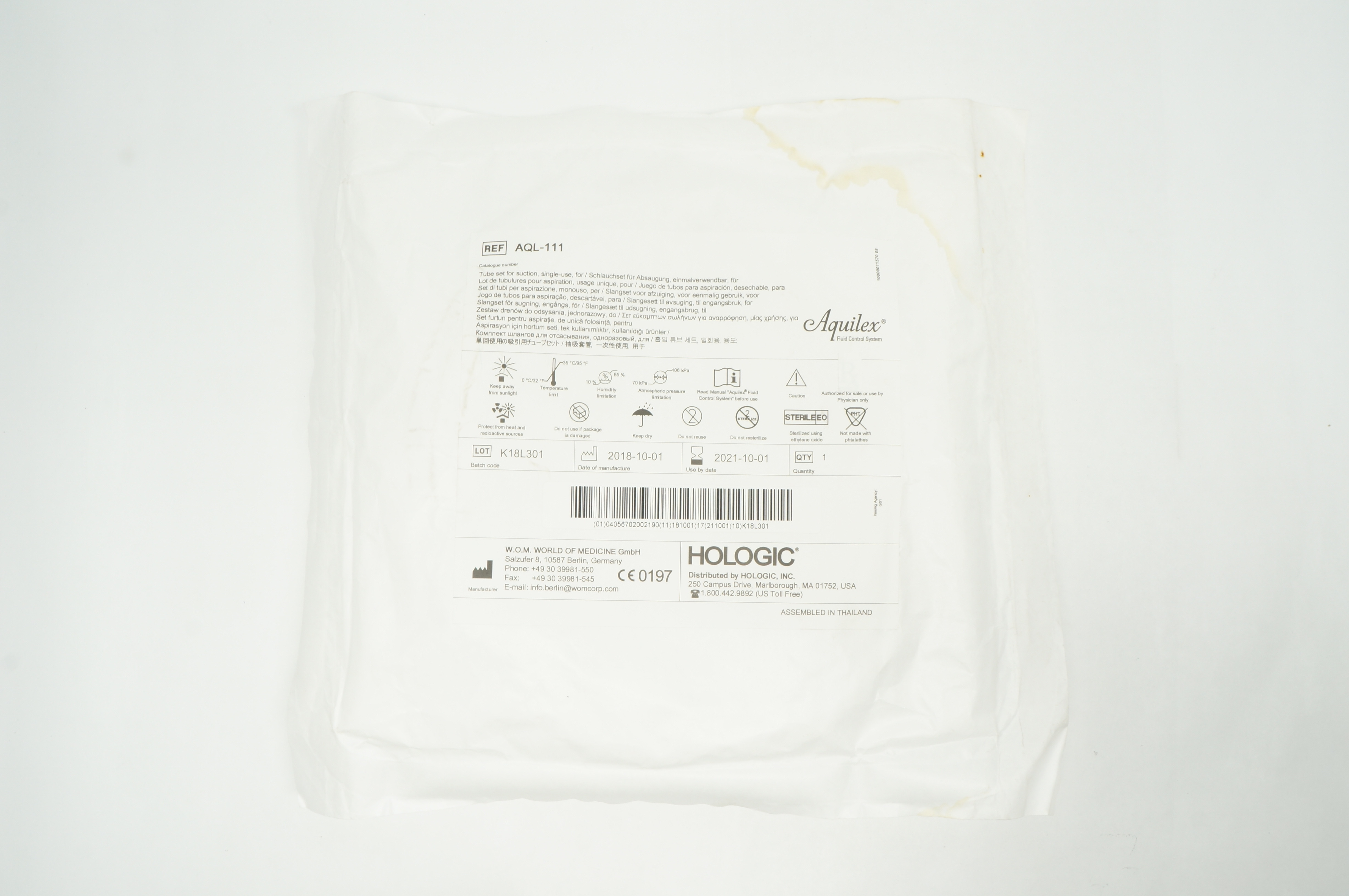 Hologic AQL-111 Aquilex Tube Set for Suction