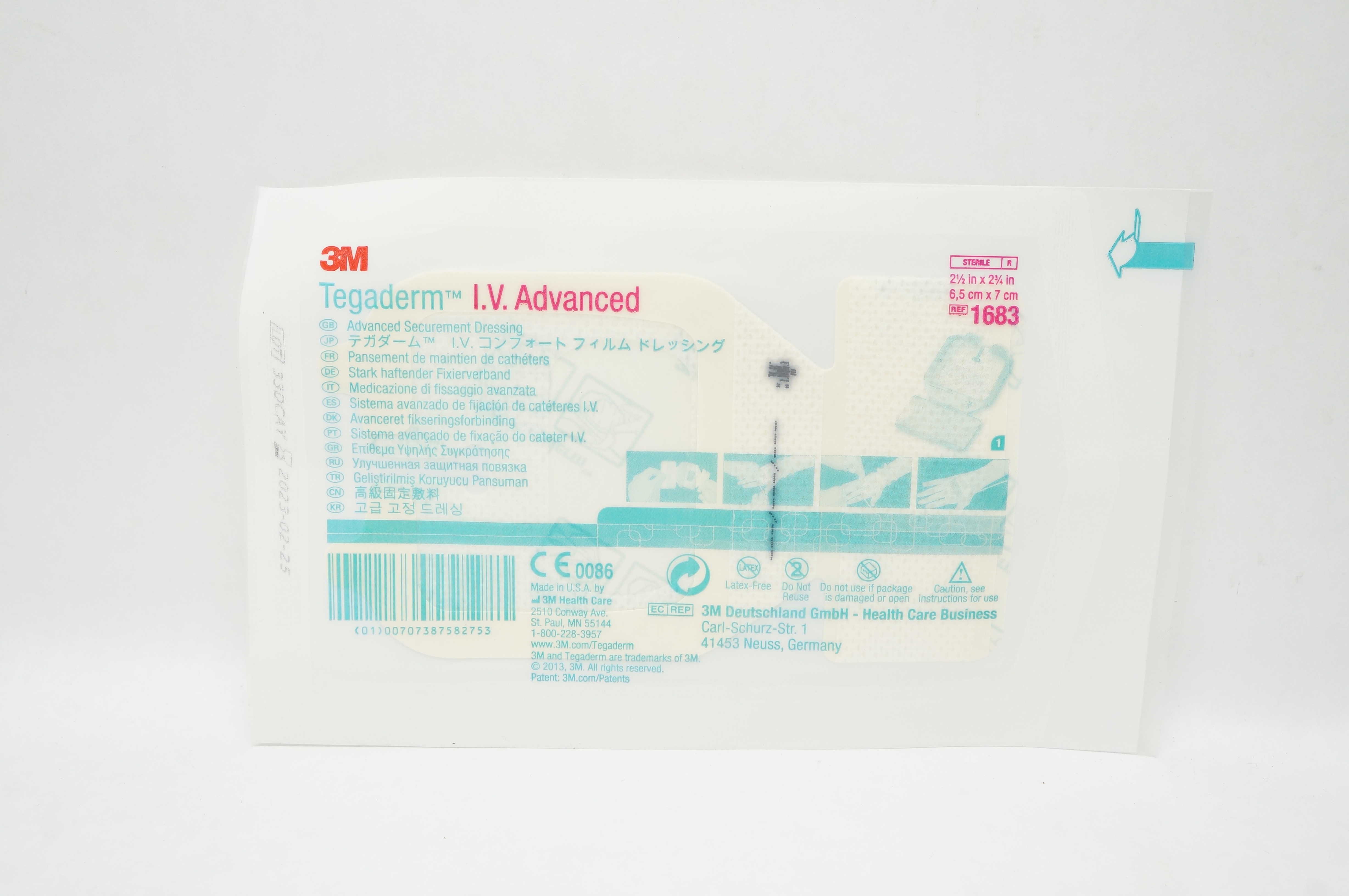 3M 1683 Tegaderm I.V. Advanced Securement Dressing 2-1/2inch x 2-3/4 inch (x)