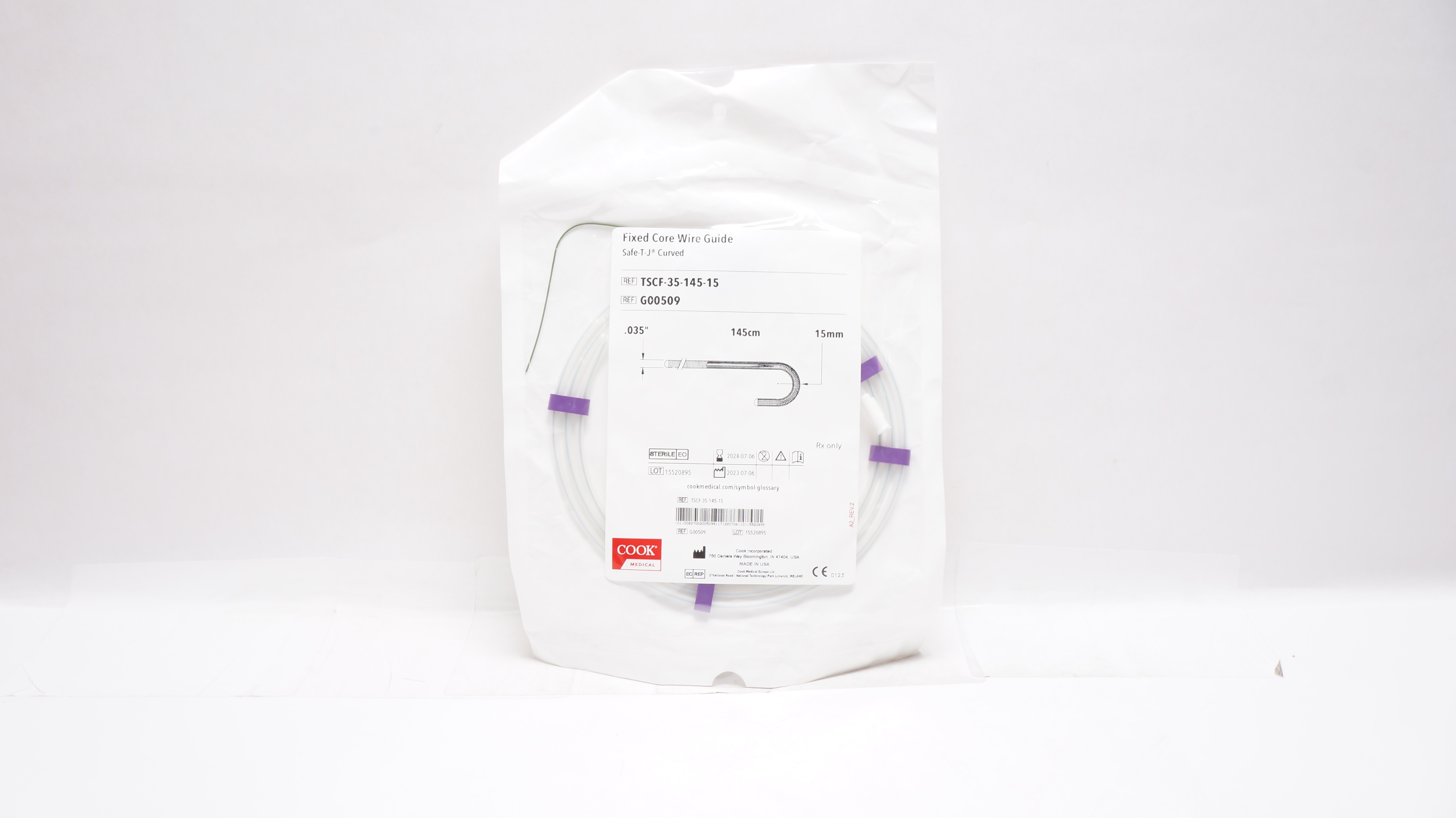 Cook Medical G00509 Fixed Core Wire Guide 145cm x .035inch x 15mm