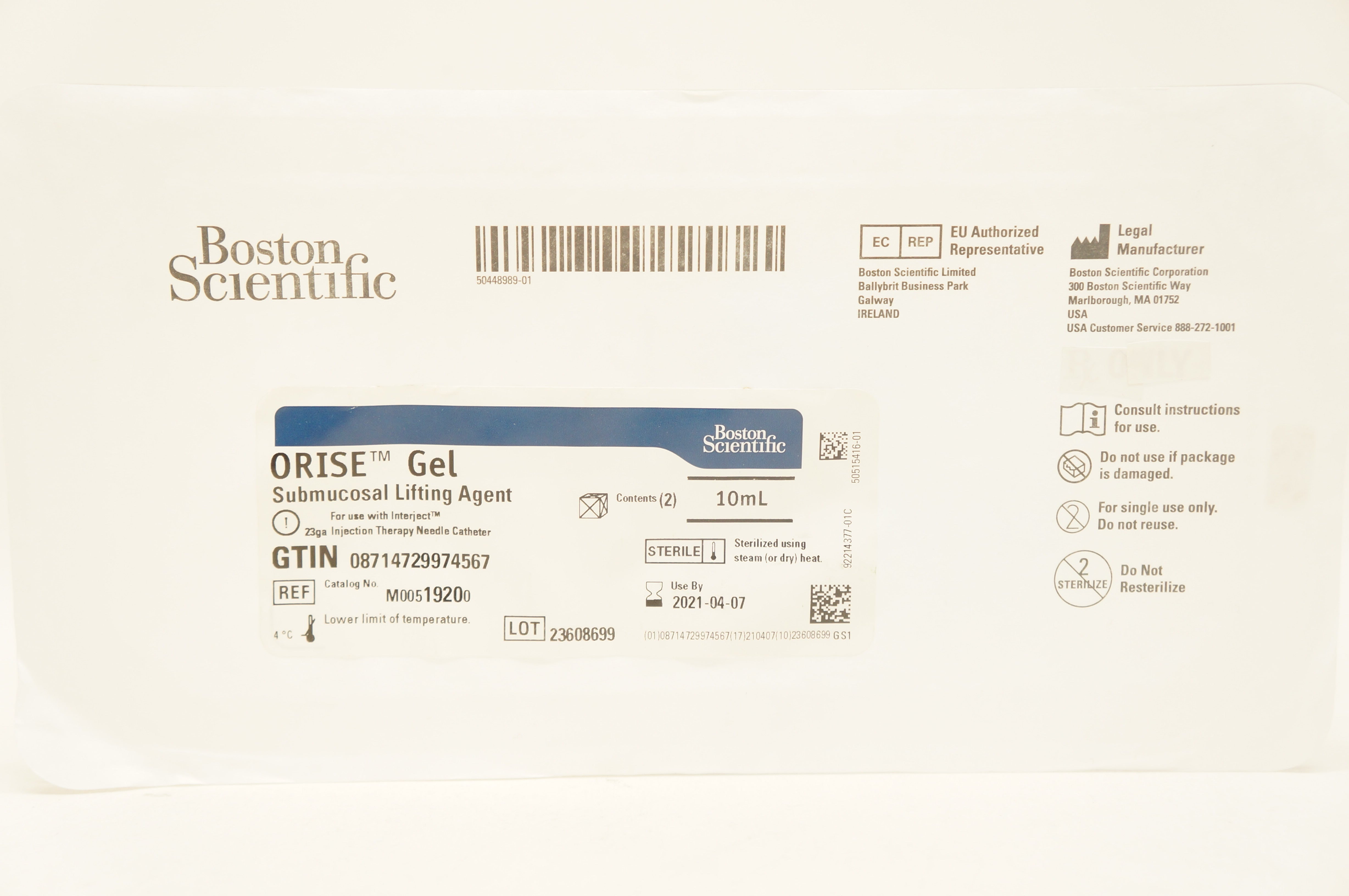 Boston Scientific 1920 Orise Gel Submucosal Lifting Agent 10mL - Pack of 2 (x)