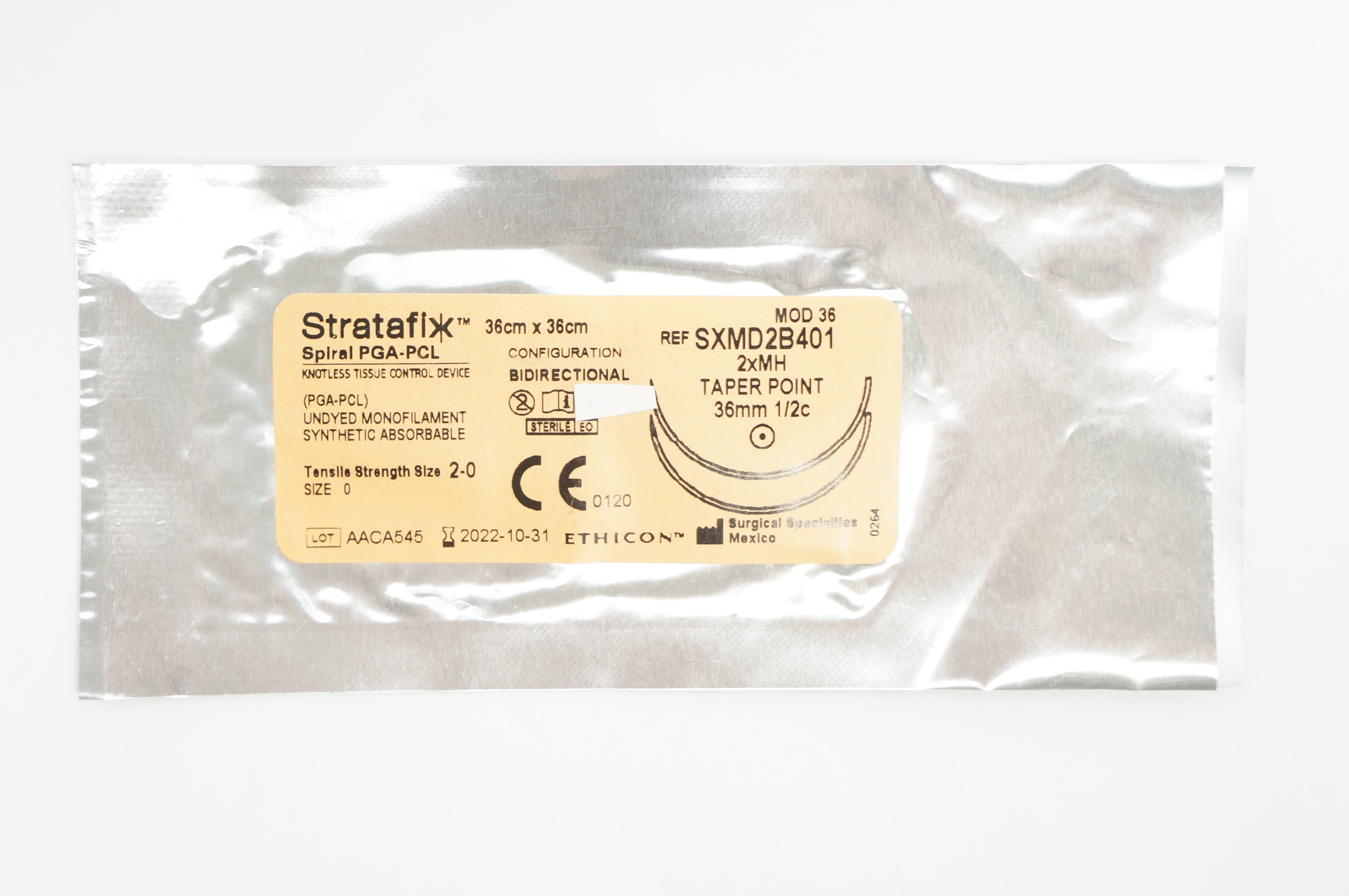 Ethicon SXMD2B401 2-0 Stratafix 2xMH, 36mm 1/2c Taper Point, 36cm x 36cm