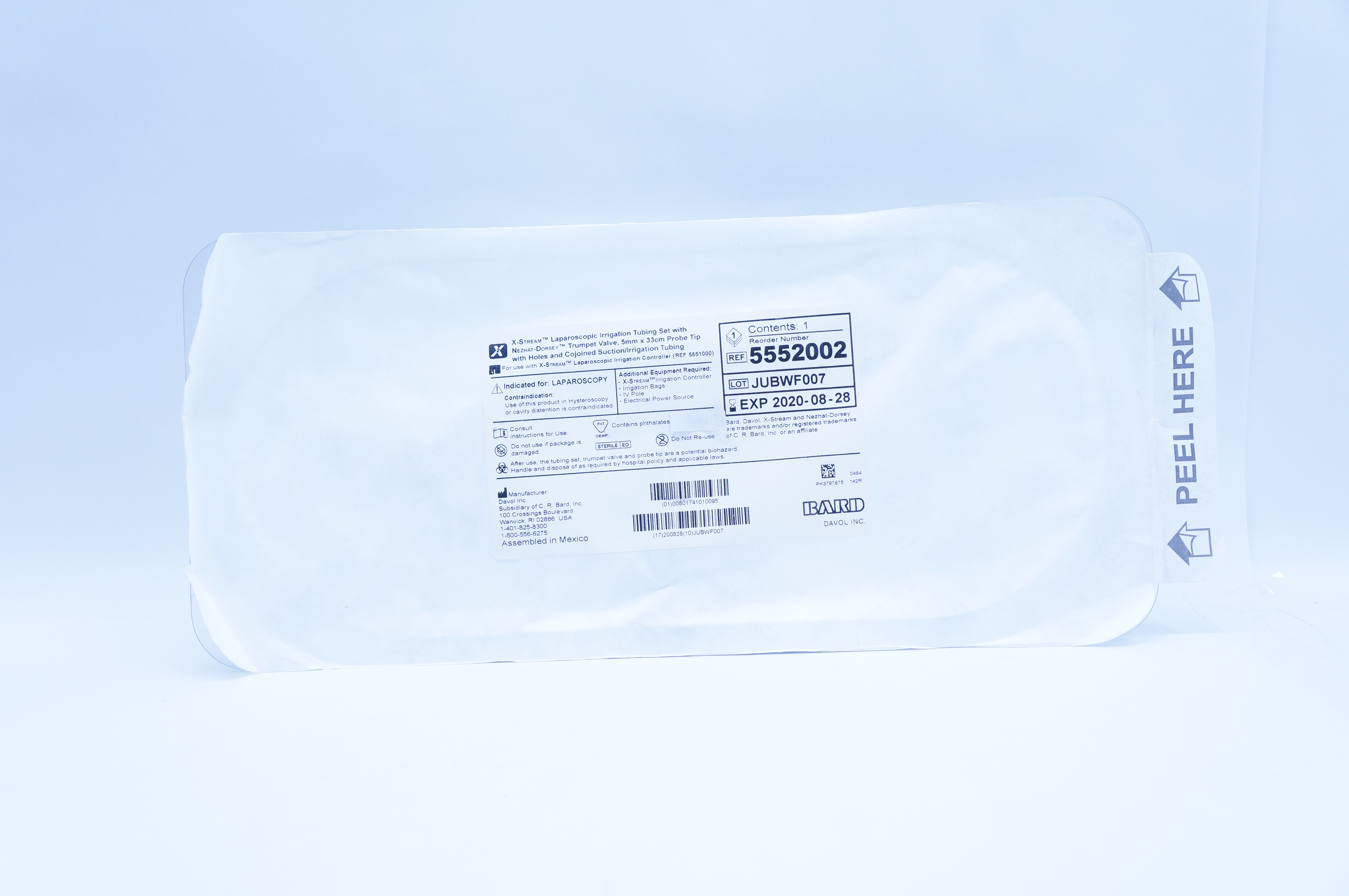 Bard 5552002 Davol Laparoscopic Irrigation Tubing Set with Trumpet Valve (x)