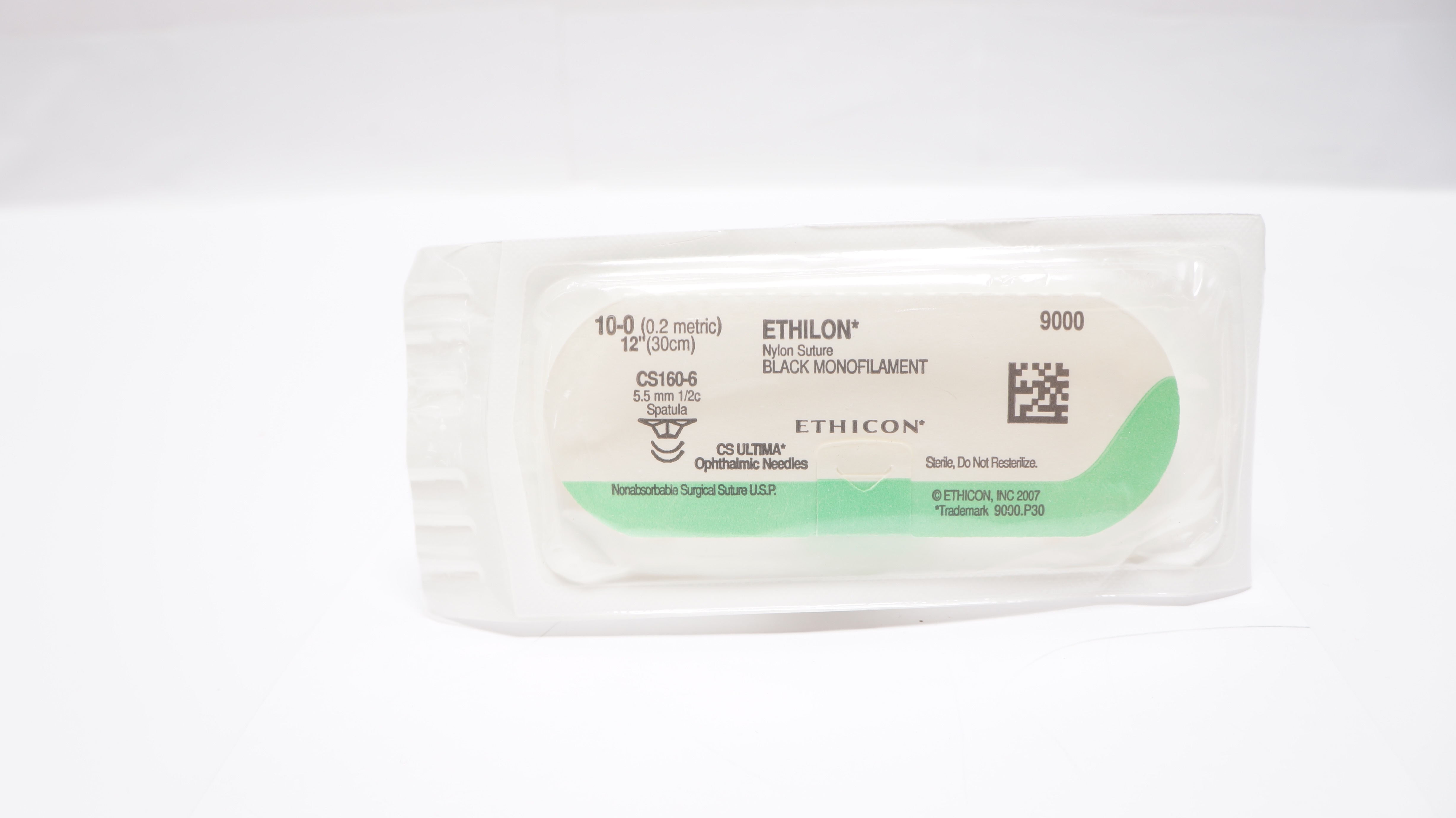 Ethicon 9000 10-0 Ethilon, CS160-6, 5.5mm 1/2c Spatula, 12inch (x)