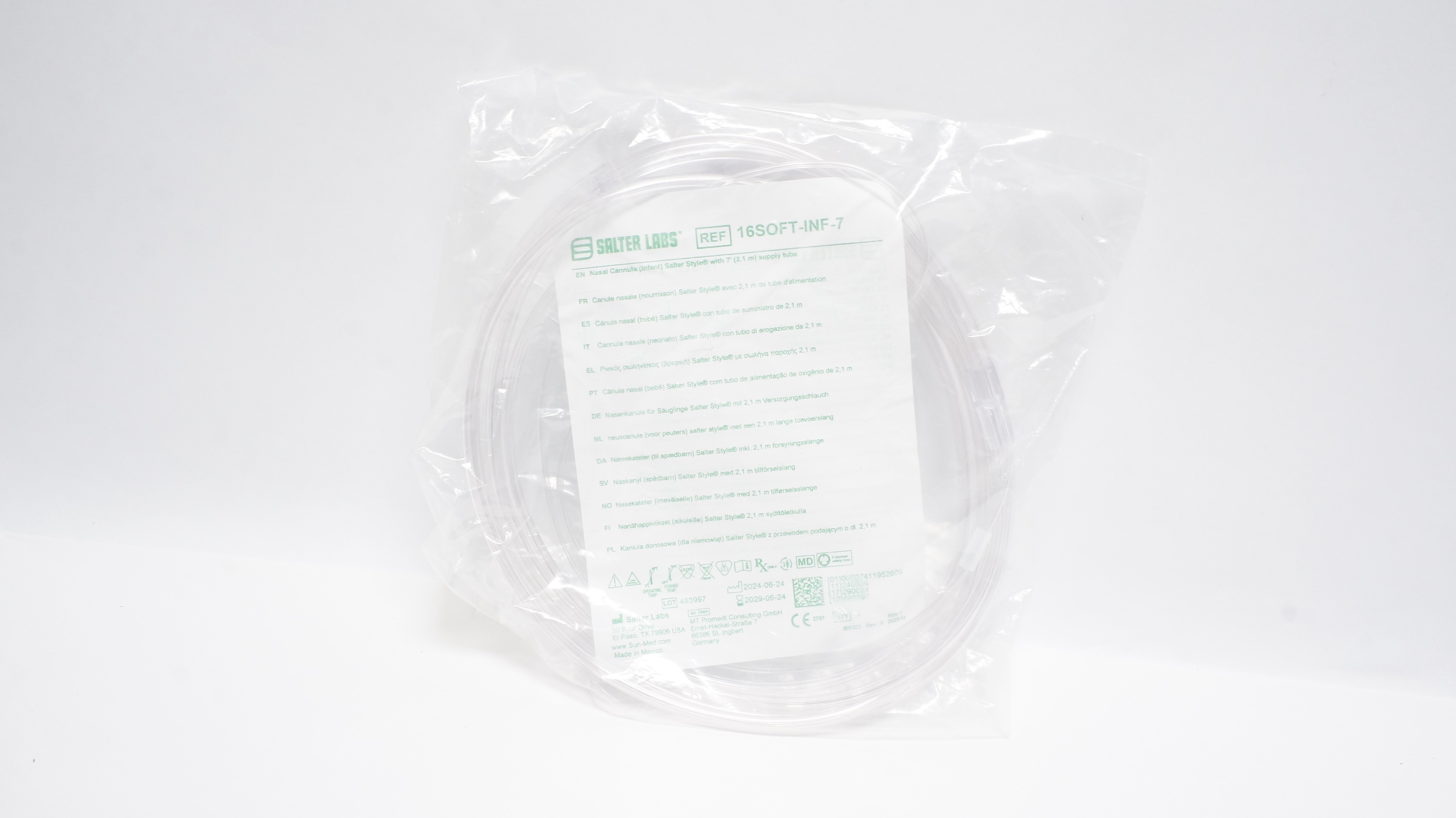 Salter Labs 16SOFT-INF-7 Nasal Cannula W/7Ft Supply Tube