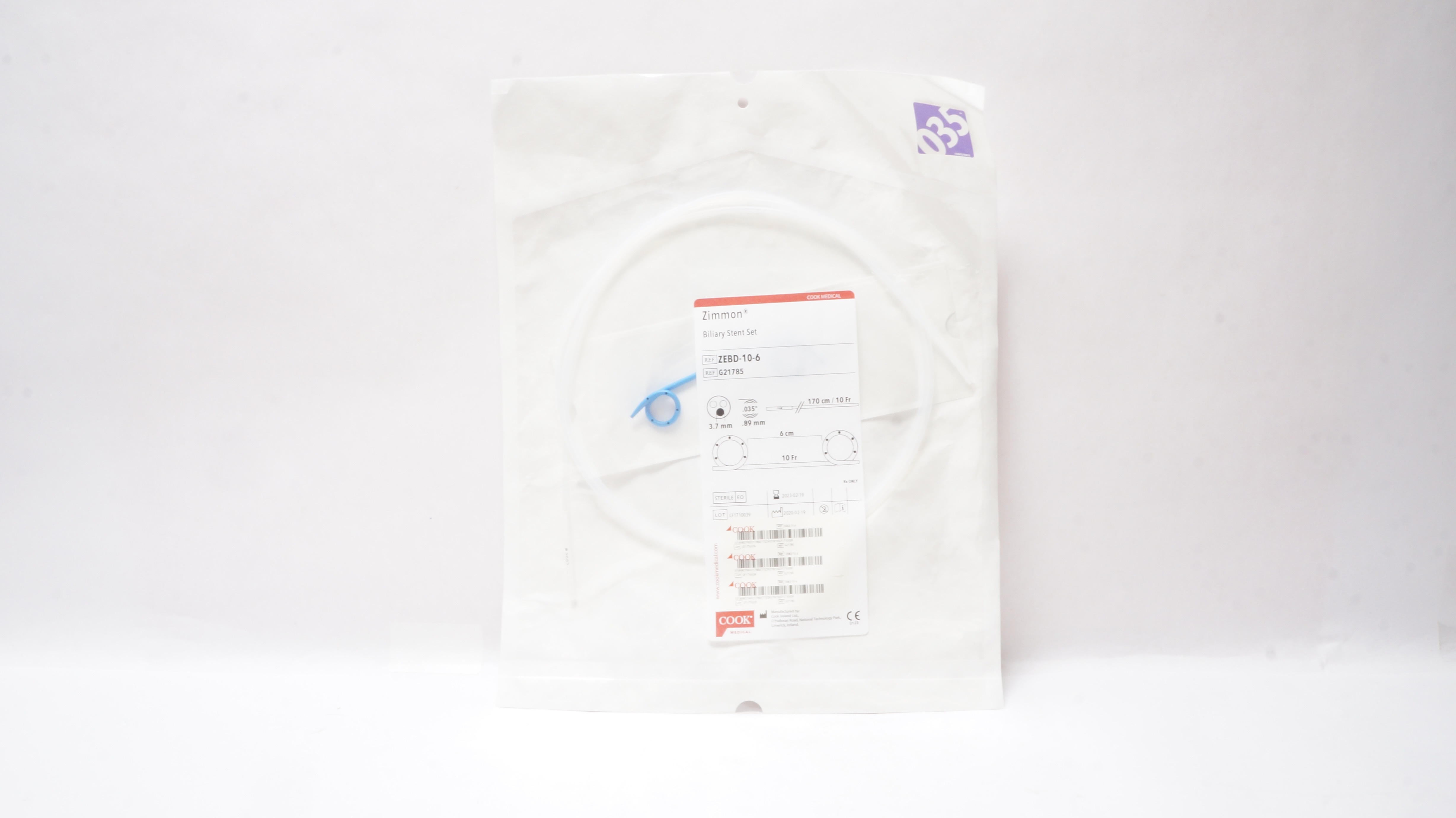 Cook Medical G21785 Zimmon BilliaryStent Set 6cm x 10Fr (x)