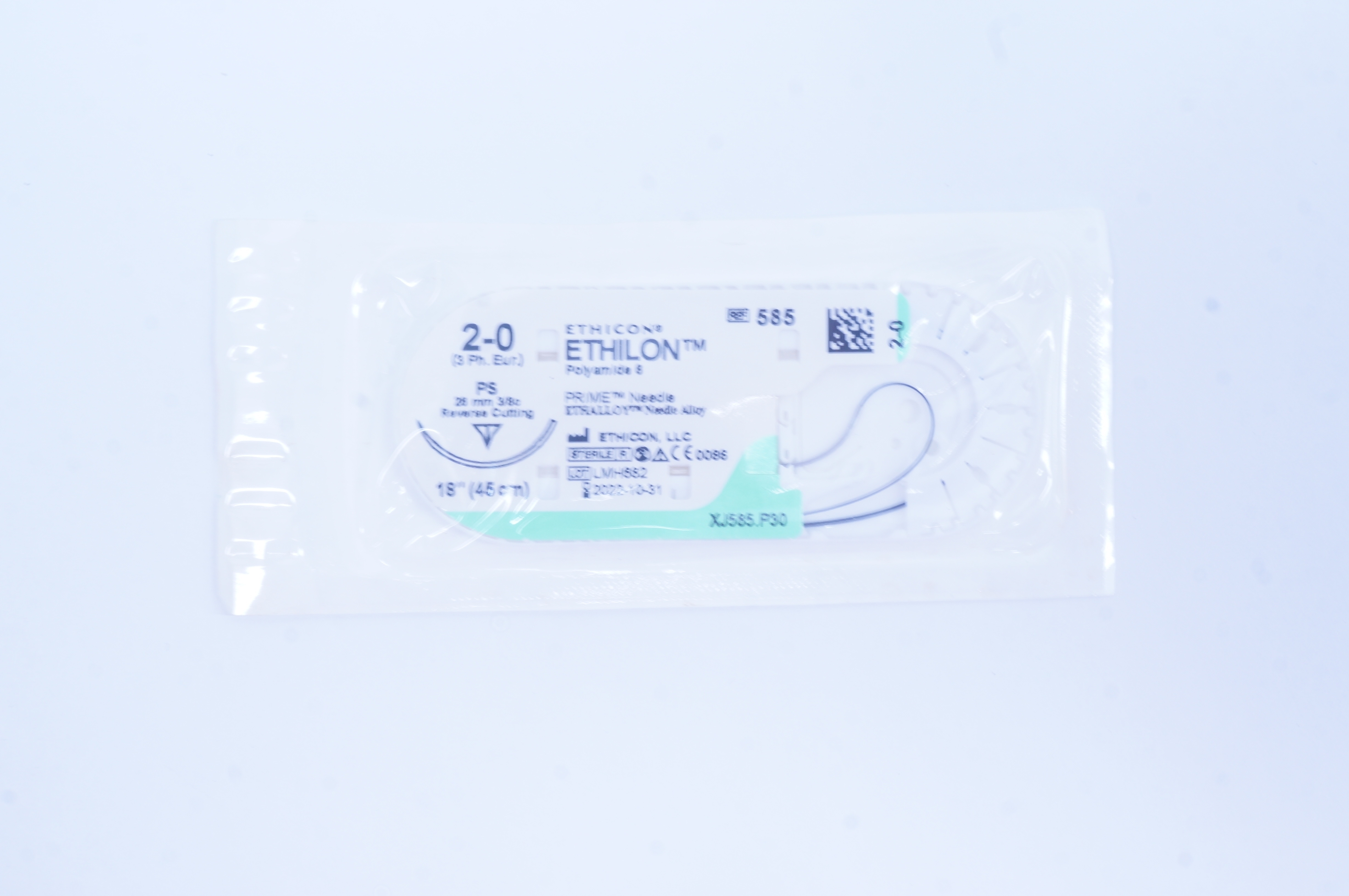 Ethicon 585 2-0 ETHILON PS, 26mm 3/8c Reverse Cutting, 18inch