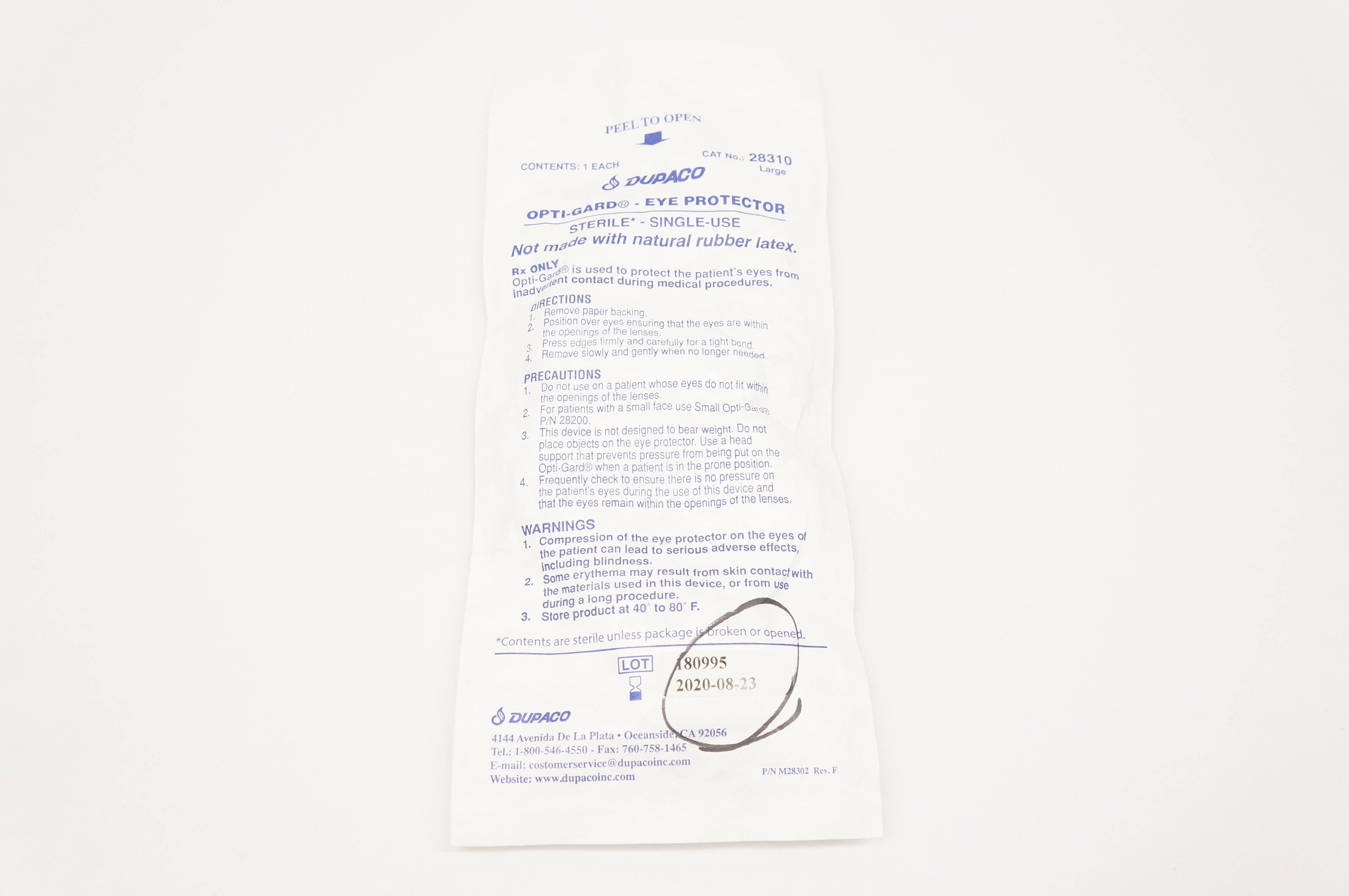 DUPACO 28310 Opti-Gard - Eye Protector (x)