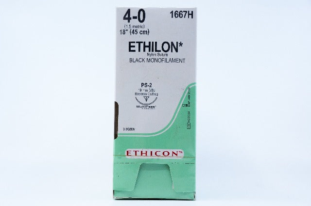 Ethicon 1667H 4-0 ETHILON, PS-2, 19mm 3/8c, 18inch ~ Pack of 36 (x)
