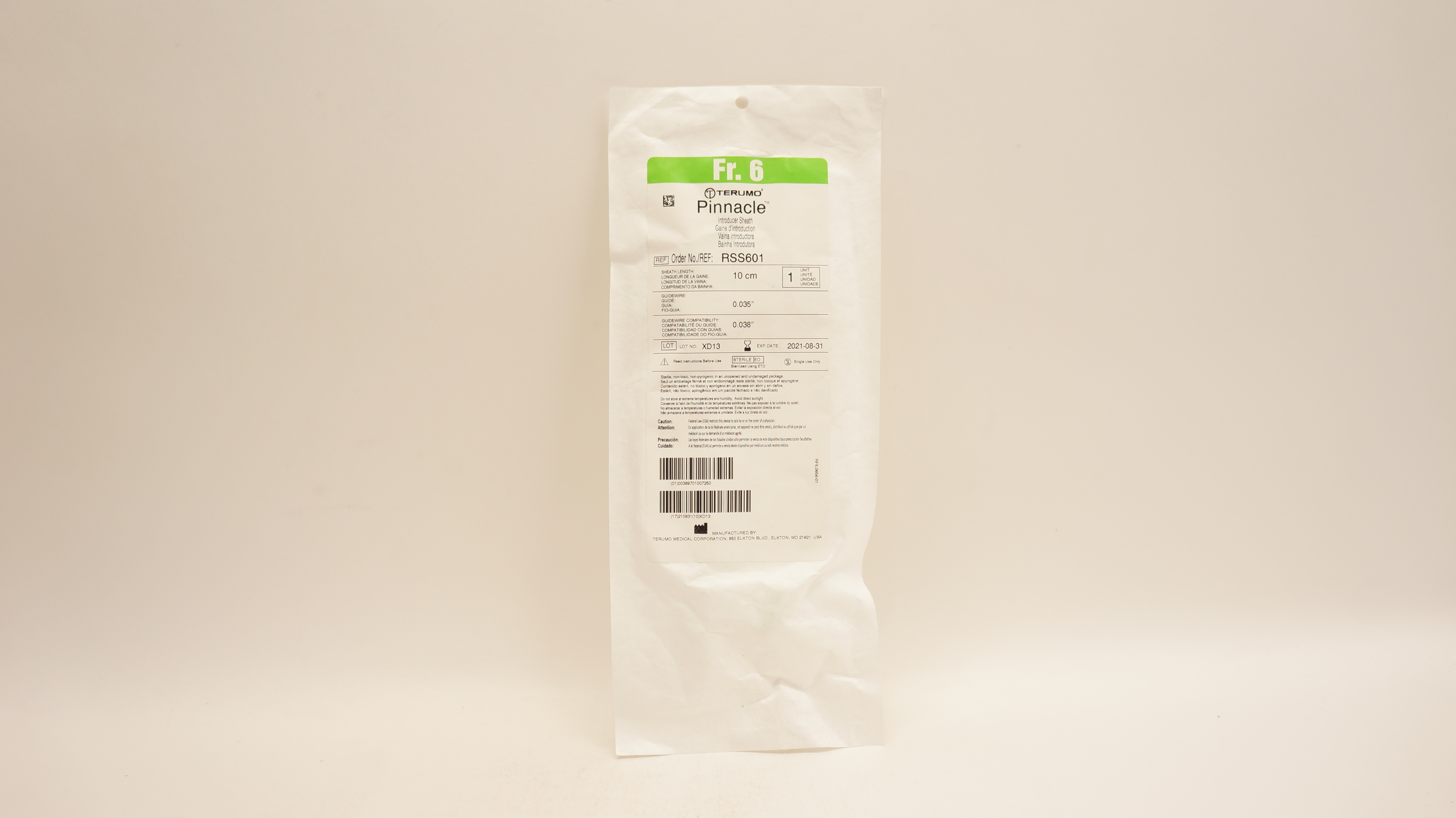 Terumo RSS601 Pinnacle Introducer Sheath 6Fr. x 10cm (x)