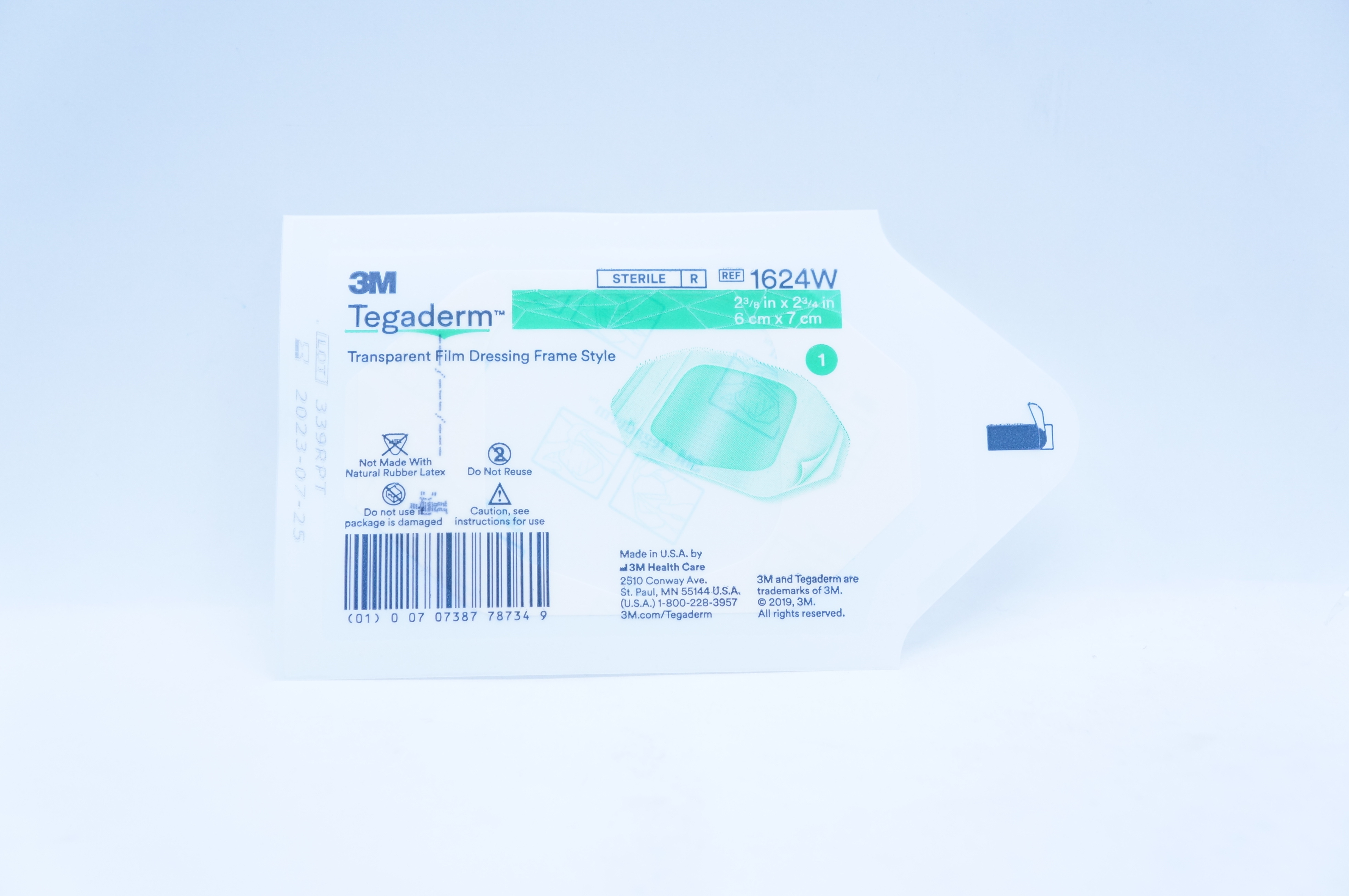 3M 1624W Tegaderm Transparent Film Dressinf Frame Style 2 3/8 x 2 3/4 inch