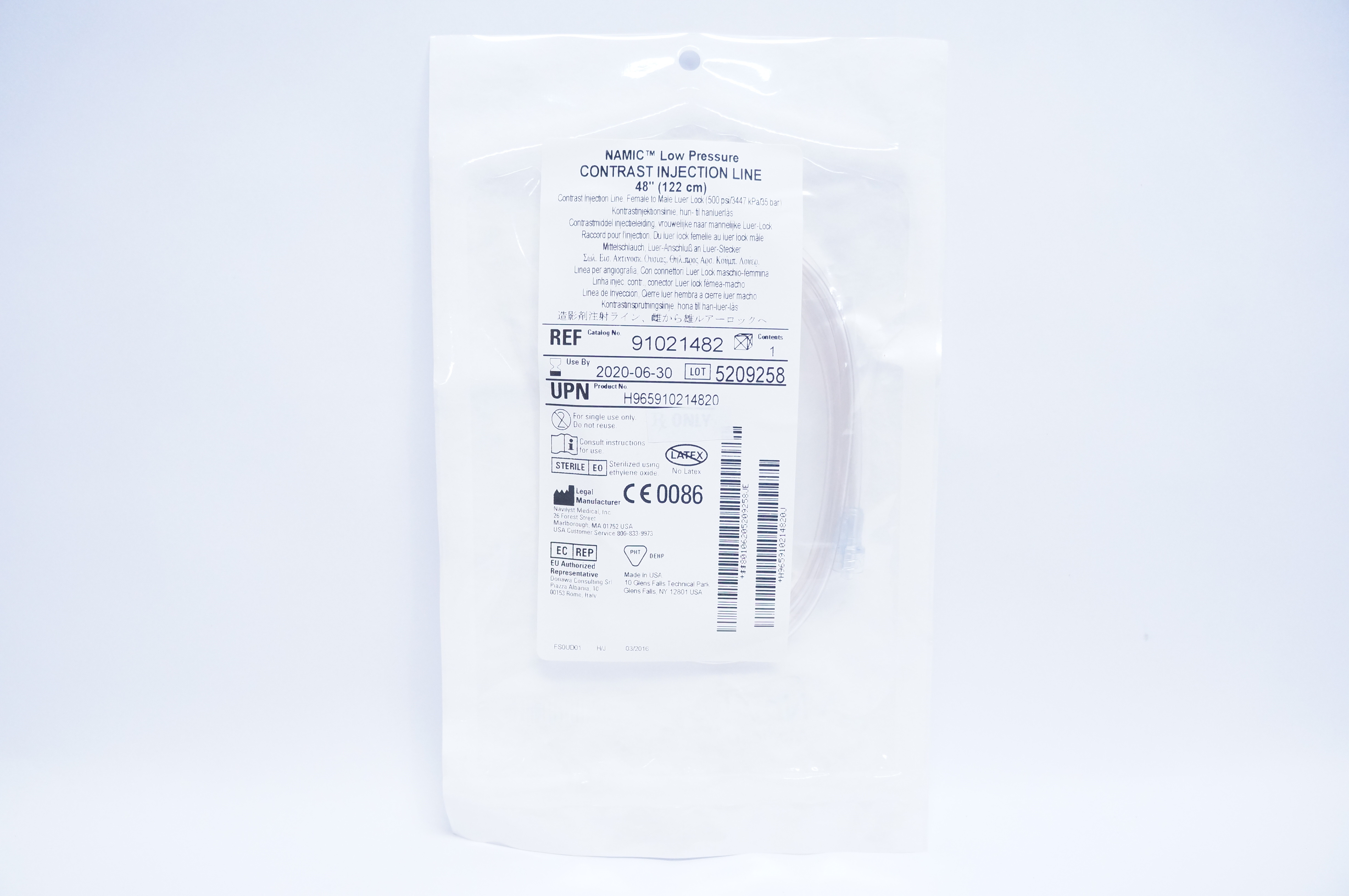 Navilyst Medical 91021482 Namic Low Pressure Contrast Injection Line 48inch (x)