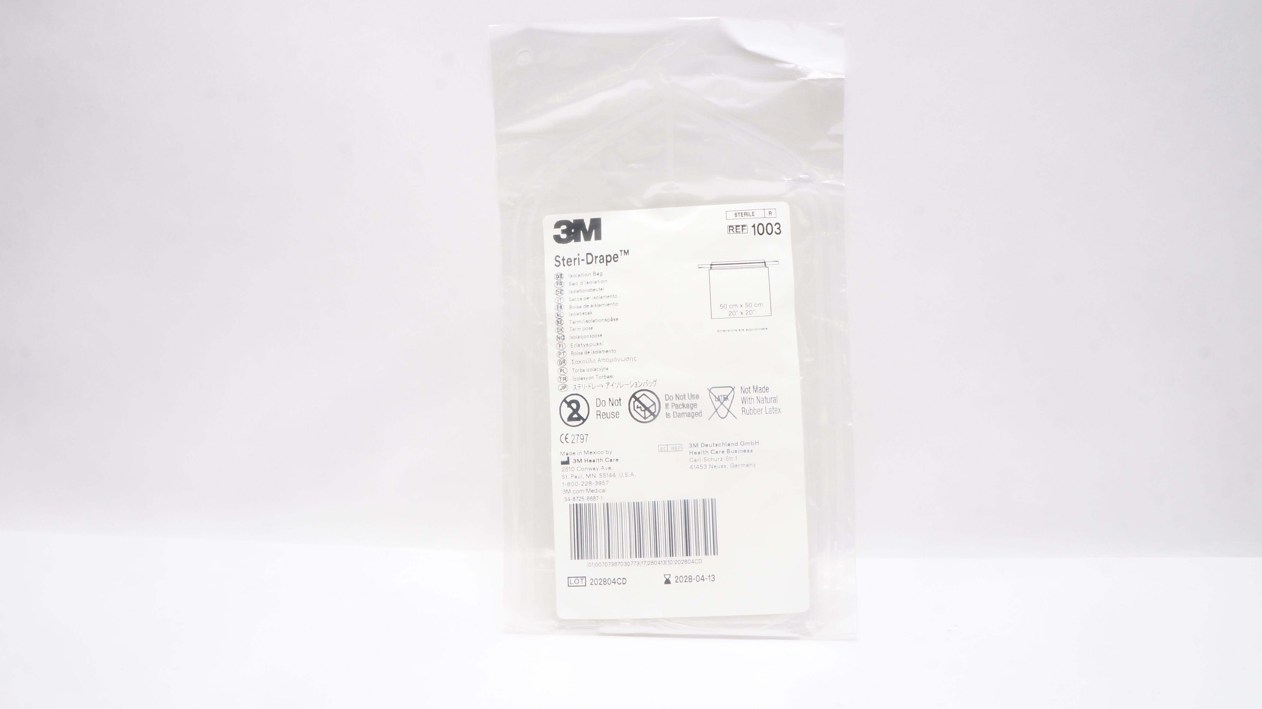3M 1003 Steri-Drape Isolation Bag 20inch x 20inch