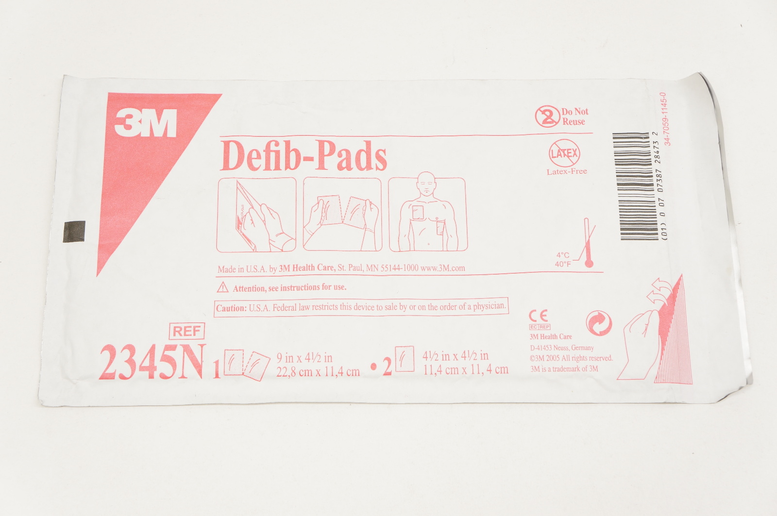 3M 2345N Defib-Pads 9inch x 4-1/2inch (x)
