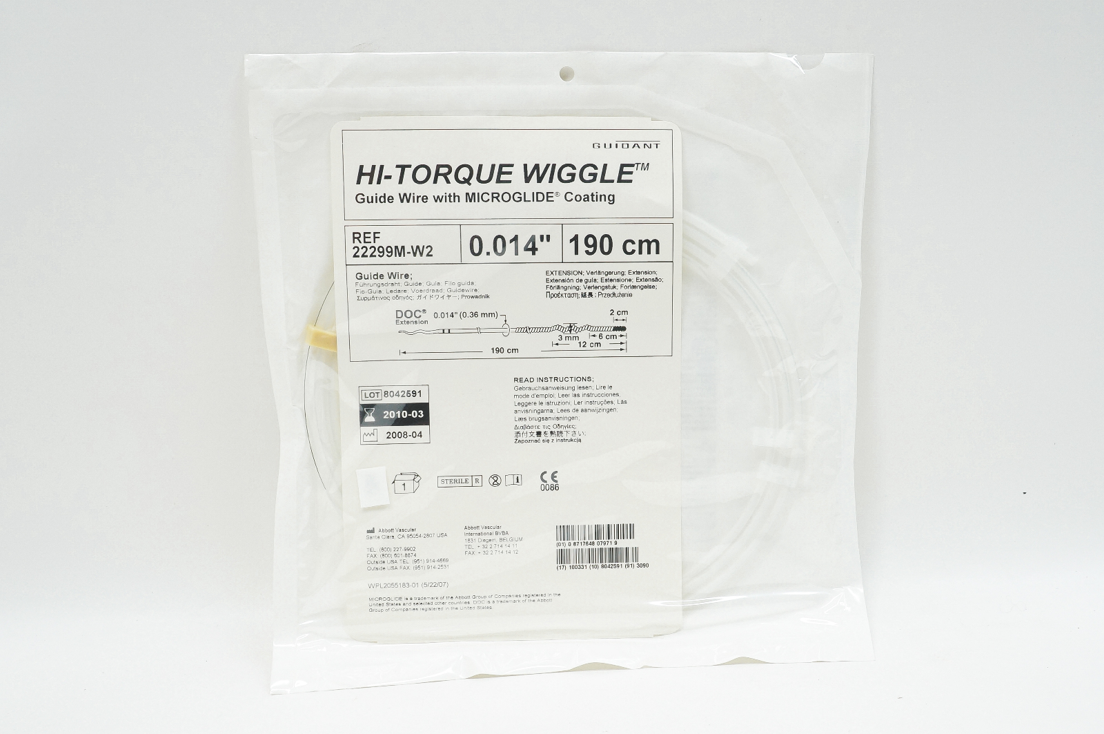 Abbott 22299M-W2 Hi-Torque Wiggle Guide Wire 0.014inch x 190cm (x)
