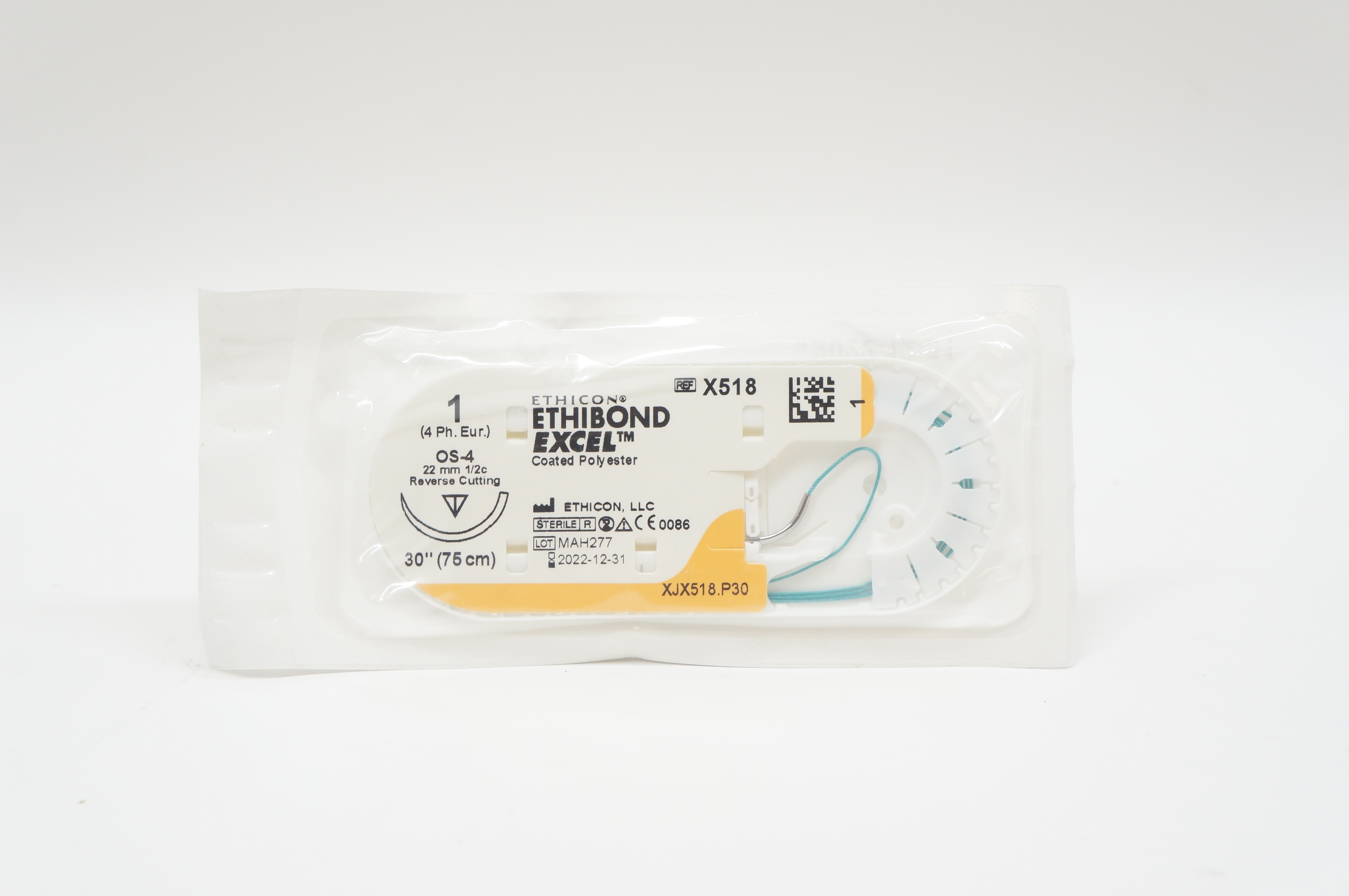 Ethicon X518 1 ETHIBOND EXCEL, OS-4, 22mm 1/2c Reverse Cutting, 30inch (x)