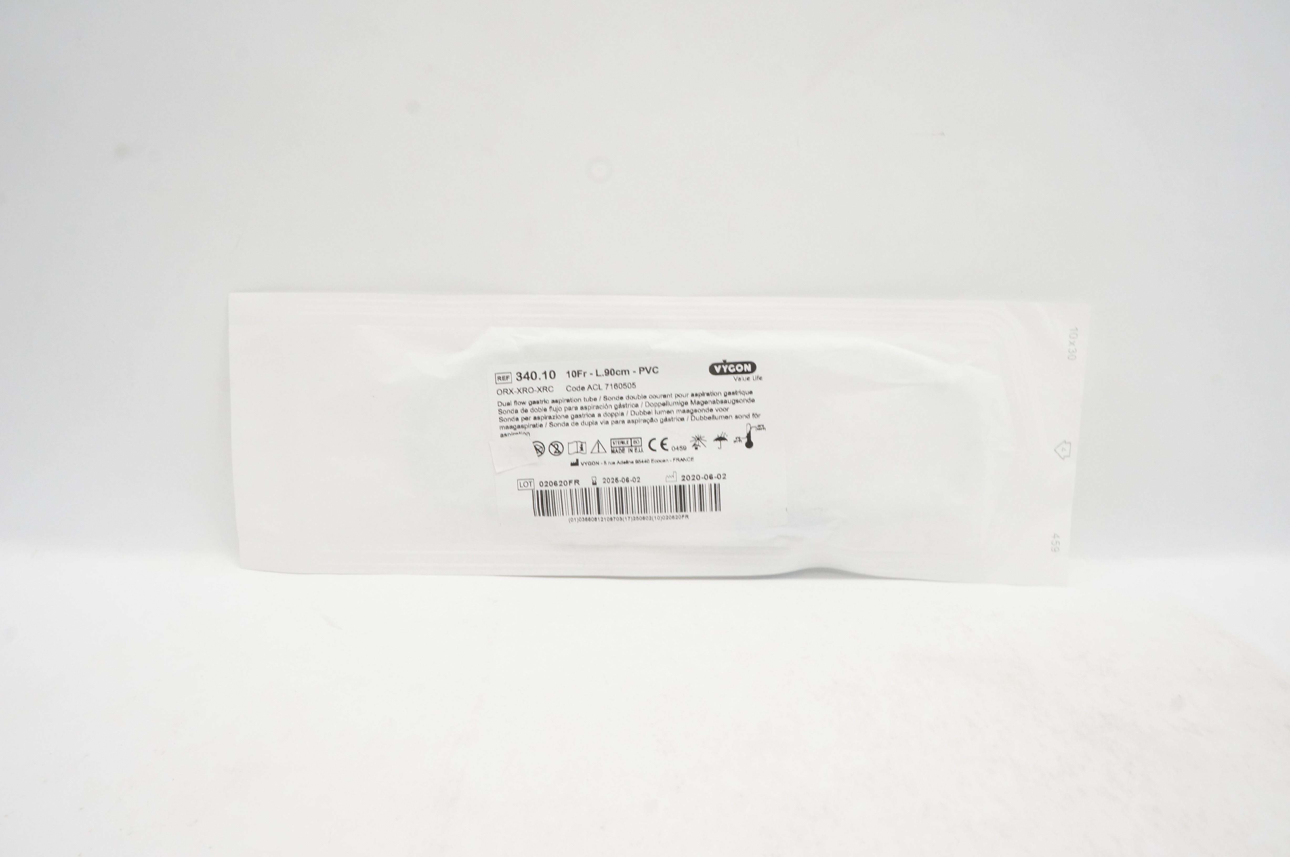 Vygon 340.10 Double Lumen Gastric Tube 10Fr x 90cm