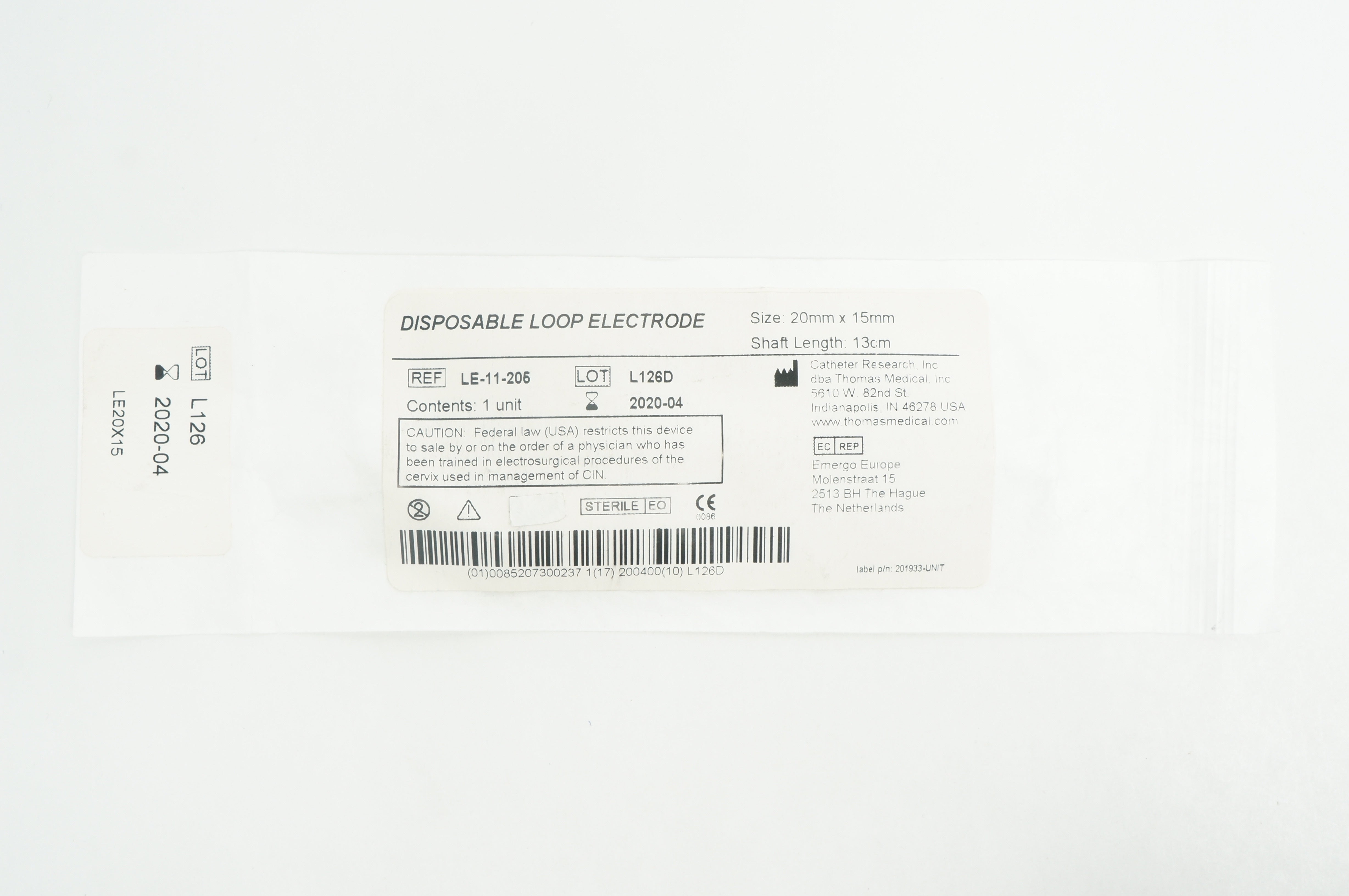 Thomas Medical LE-11-205 Disposable Loop Electrode 20mm x 15mm (x)