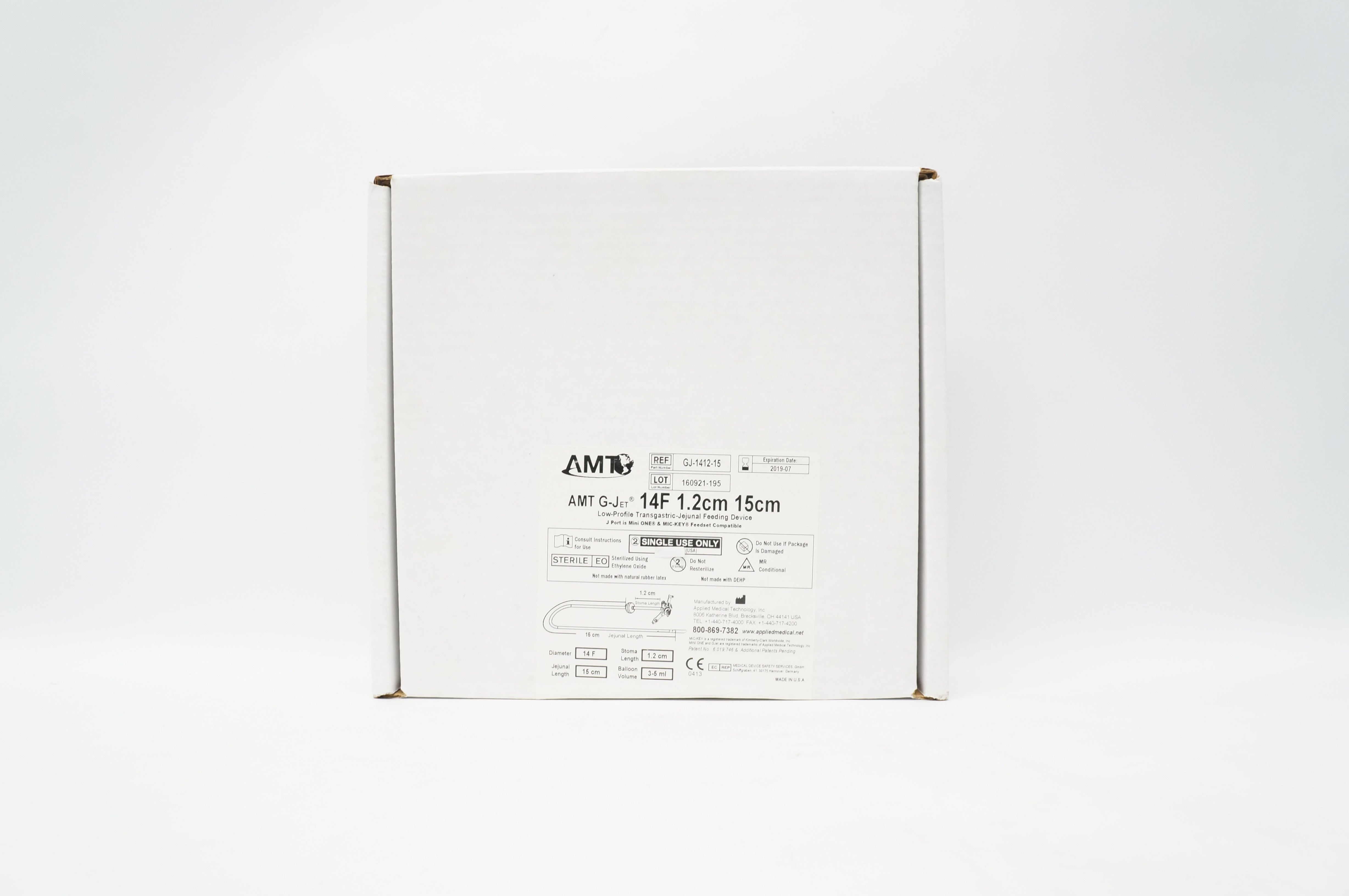 AMT GJ-1412-15 Low Profile Transgastric-Jejunal Feeding Device 14F 1.2x15 cm (x)