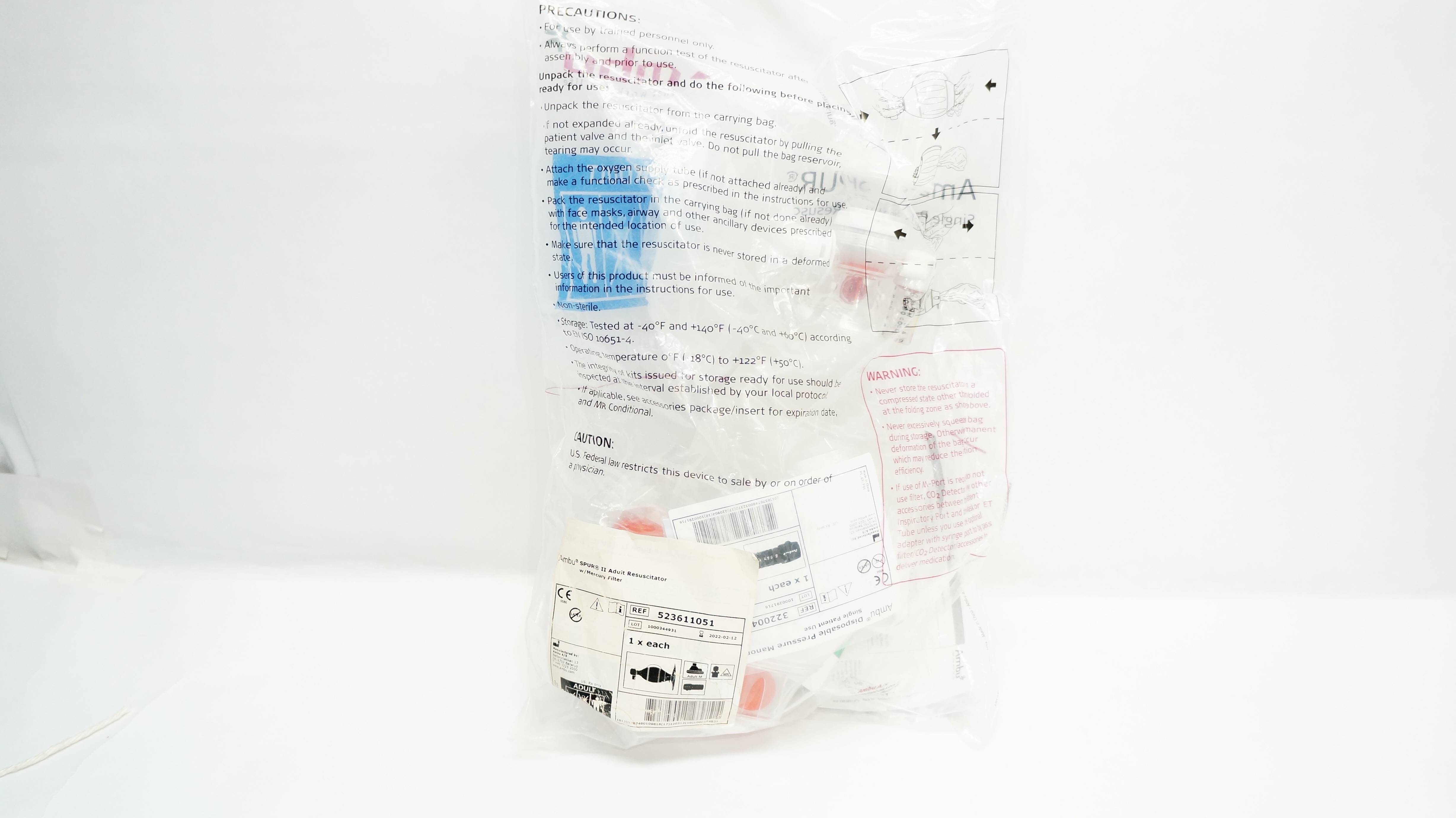 Ambu 523611051 Spur II Adult Resuscitator w/Mercury Filter (x)