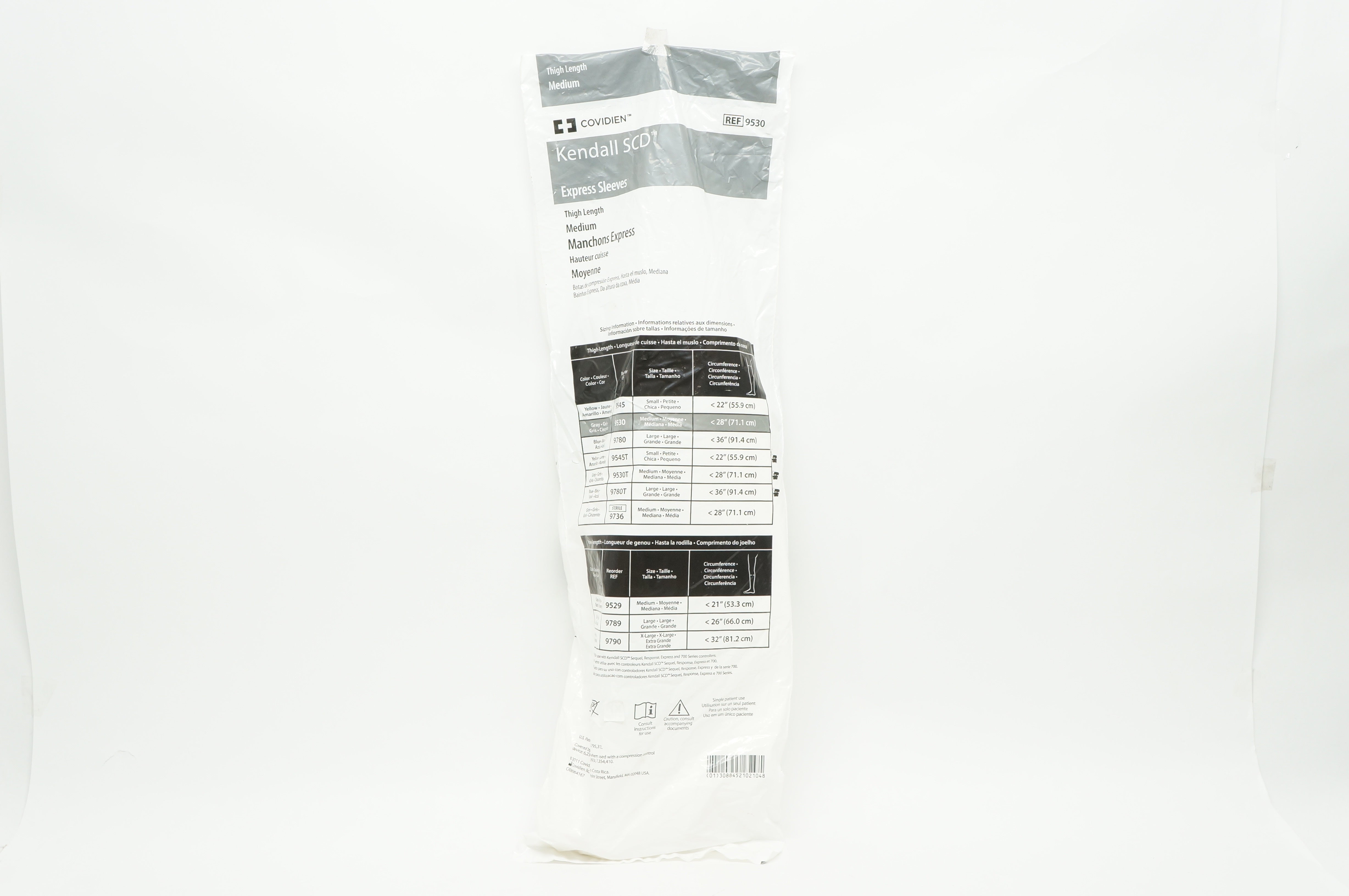 Covidien 9530 Kendall SCD Express Sleeves Thigh Length Medium Gray < 28inch (x)