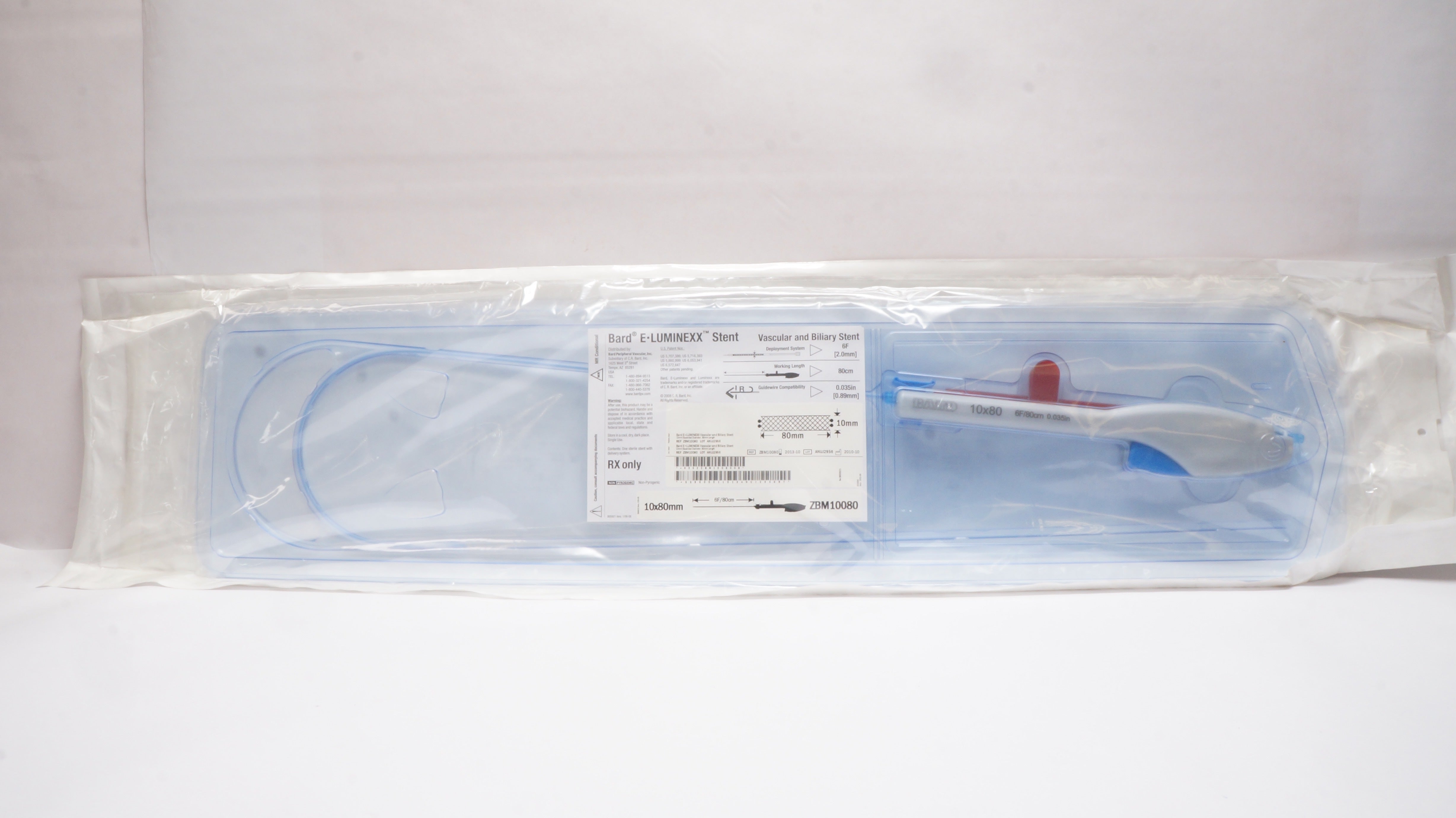 Bard ZBM10080 E-Luminexx Vascular and Biliary Stnt 6F x 80cm x 0.035inch (x)
