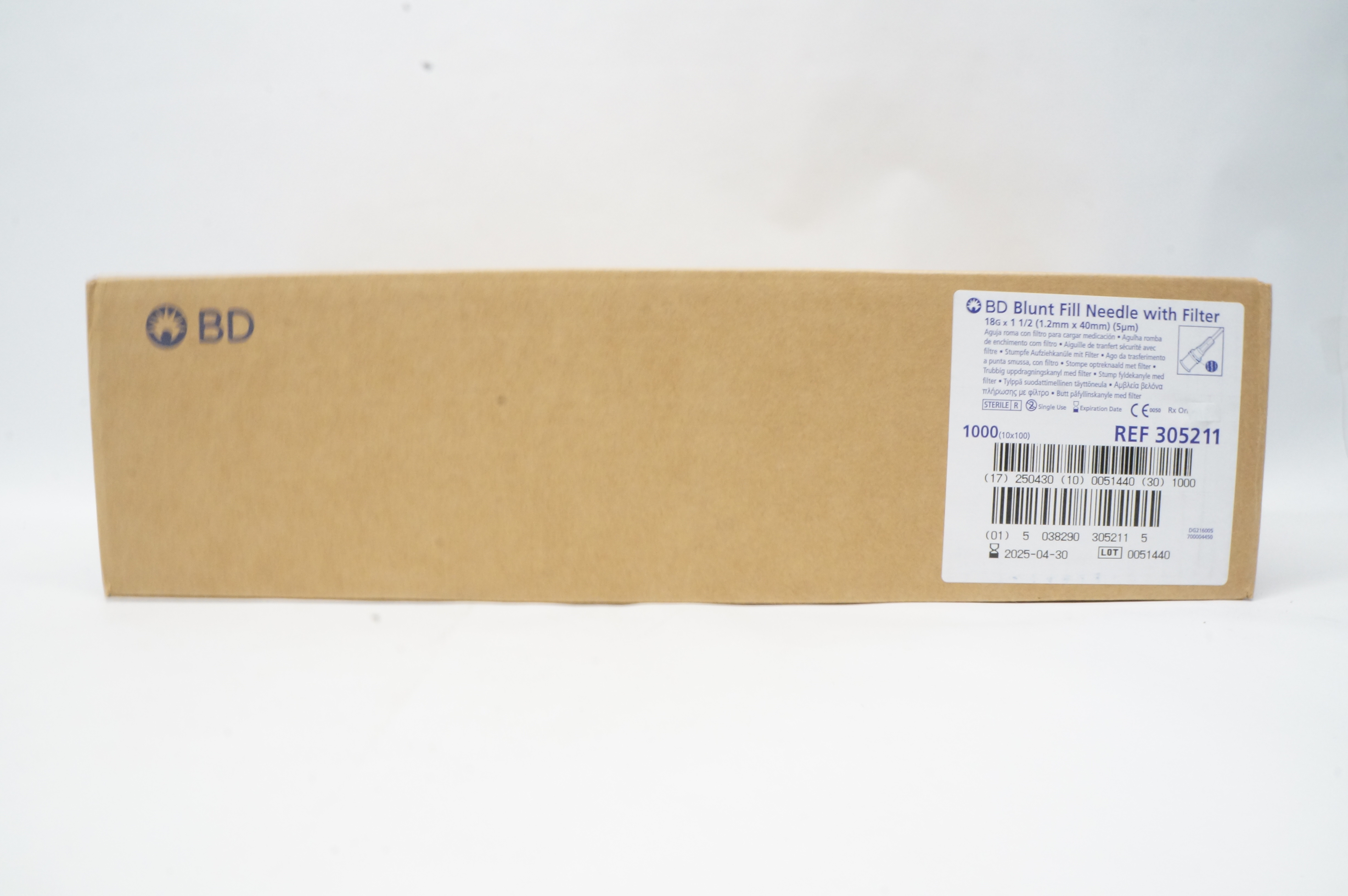 BD 305211 Blunt Fill Ndle With Filter 18G x 1 1/2 - Box of 1000