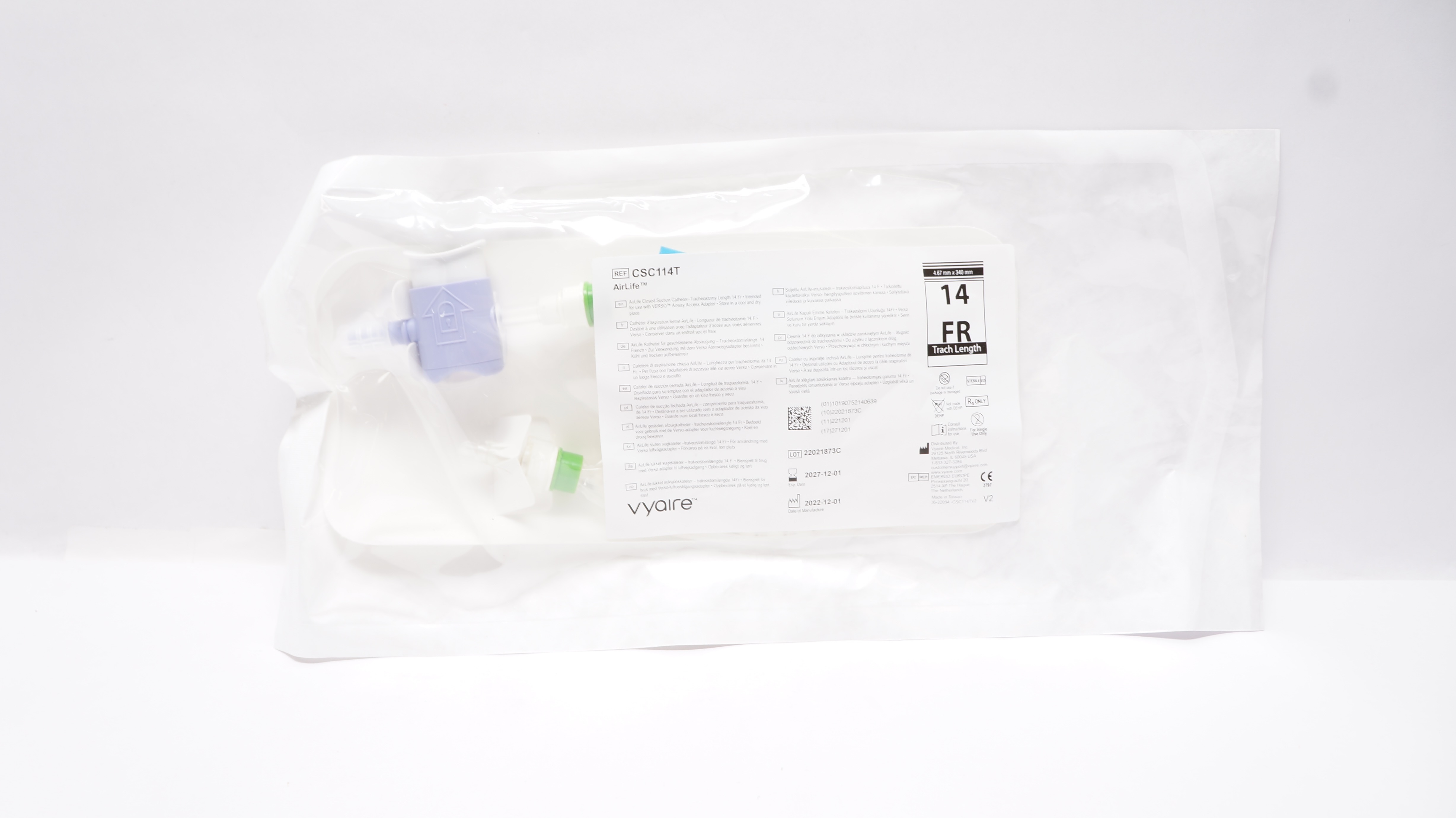 Vyaire CSC114T Airlife Closed Suction Cath.-Tracheostomy 14Fr