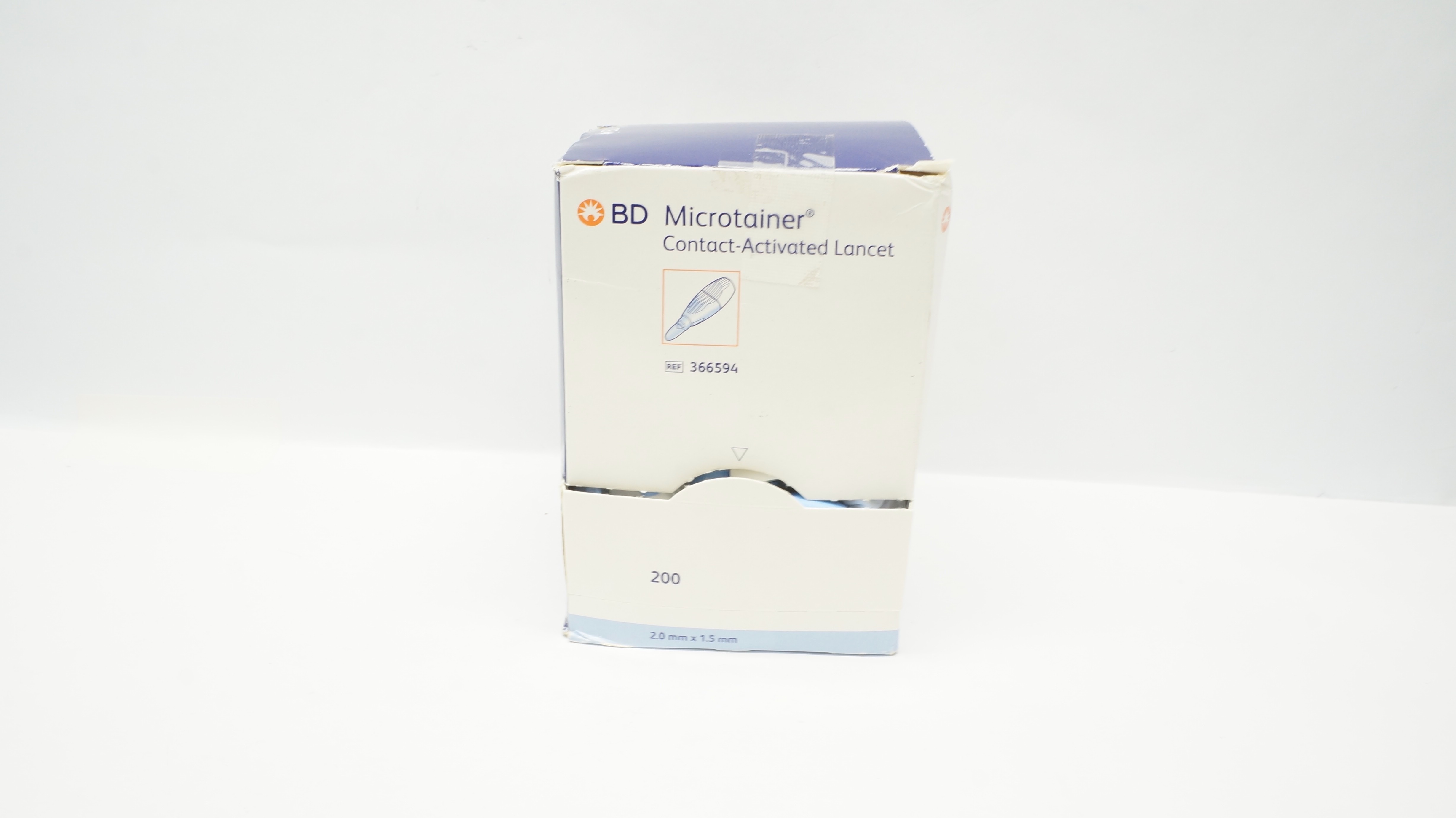 BD 366594 Microtainer Contact-Activated Lancet 2.0mm x 1.5mm - Box of 200