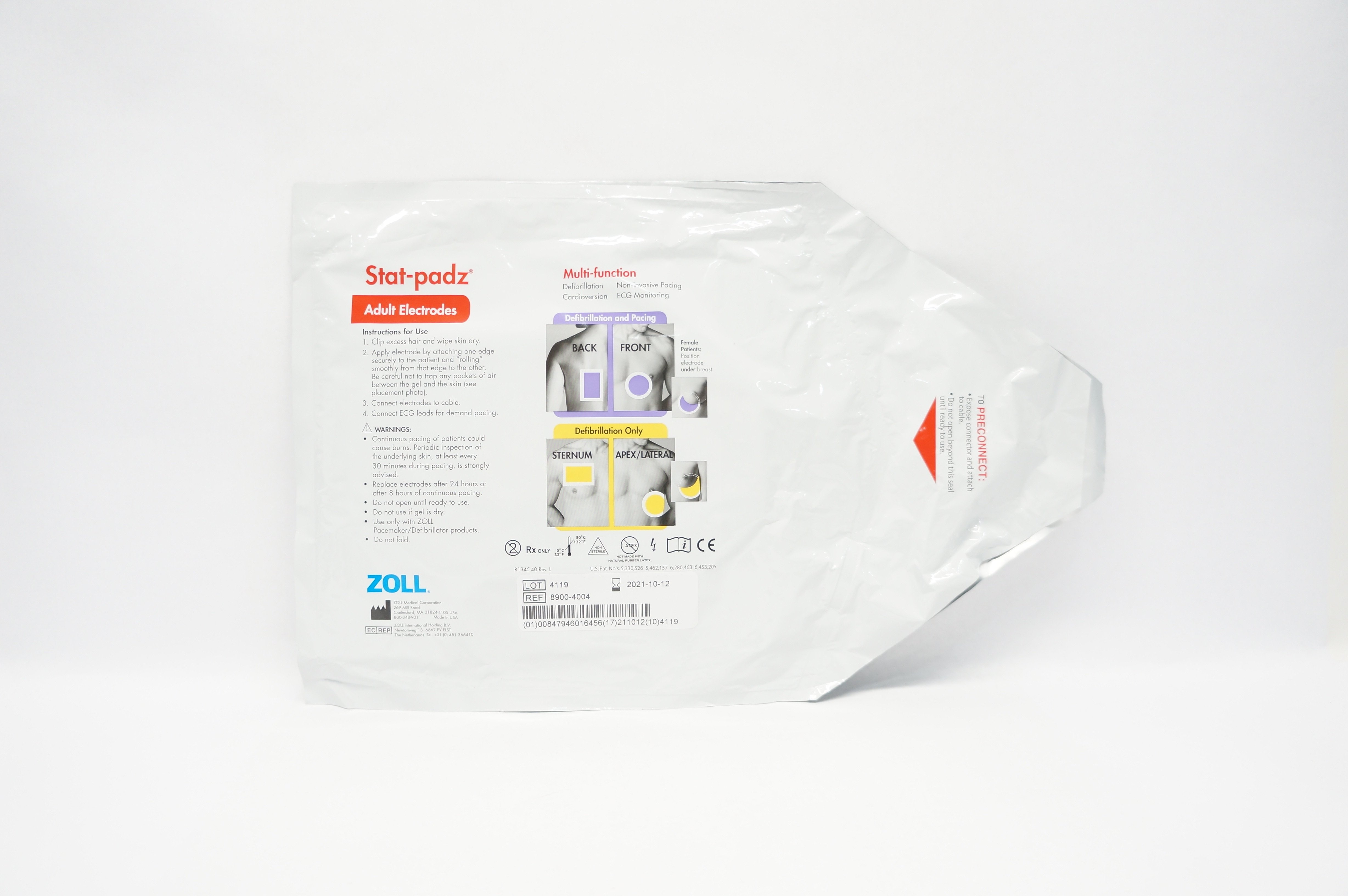 Zoll 8900-4004 Stat-padz Multi-Function Adult Electrodes >8 Years >55 lbs (x)