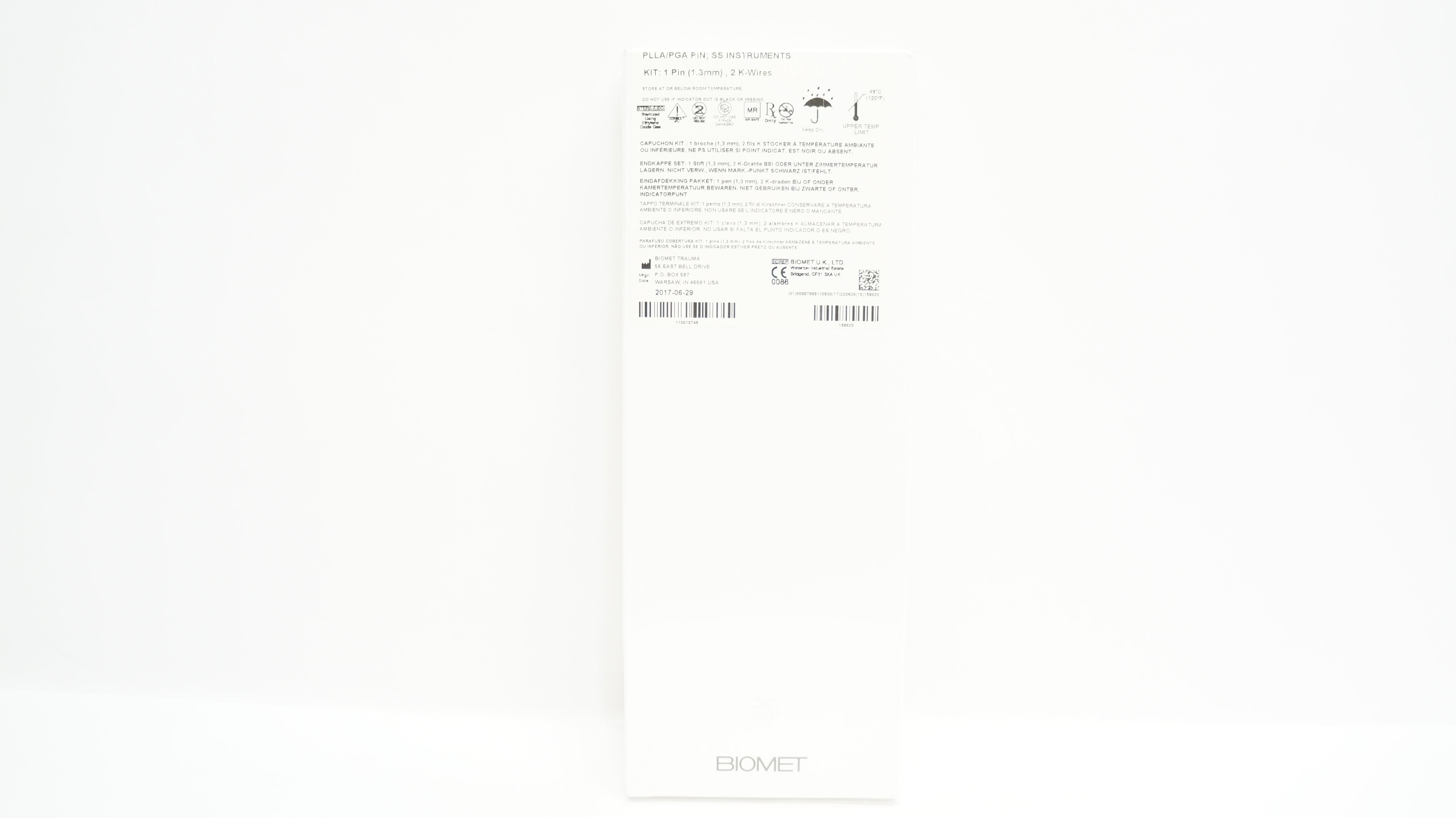 Biomet 110010745 Orthosorb LS 1.3mm Tapered Pin Kit (x)