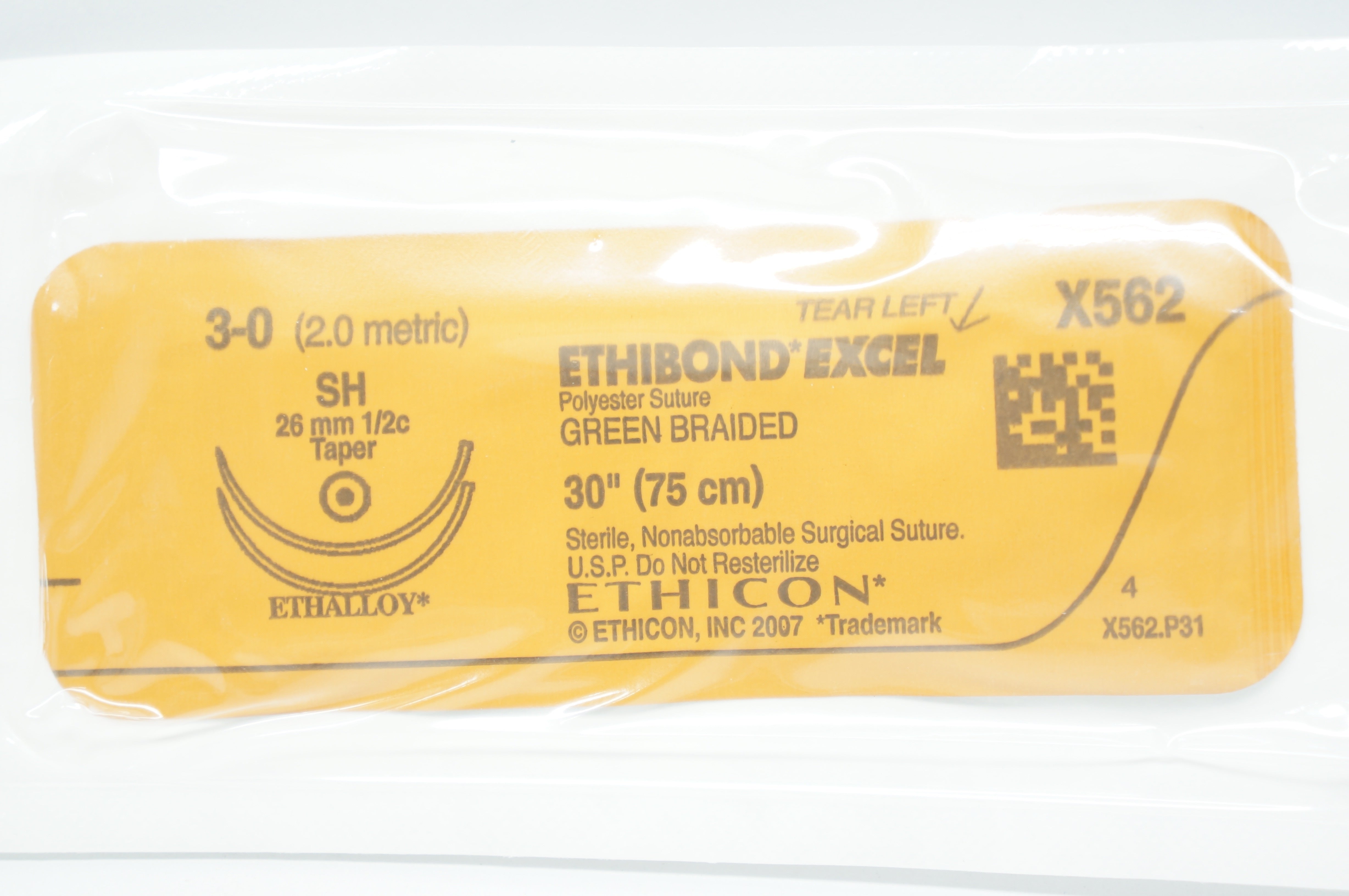 Ethicon X562H 3-0 Ethibond Excel Polyester Stre SH 26mm 1/2c Taper, 30inch
