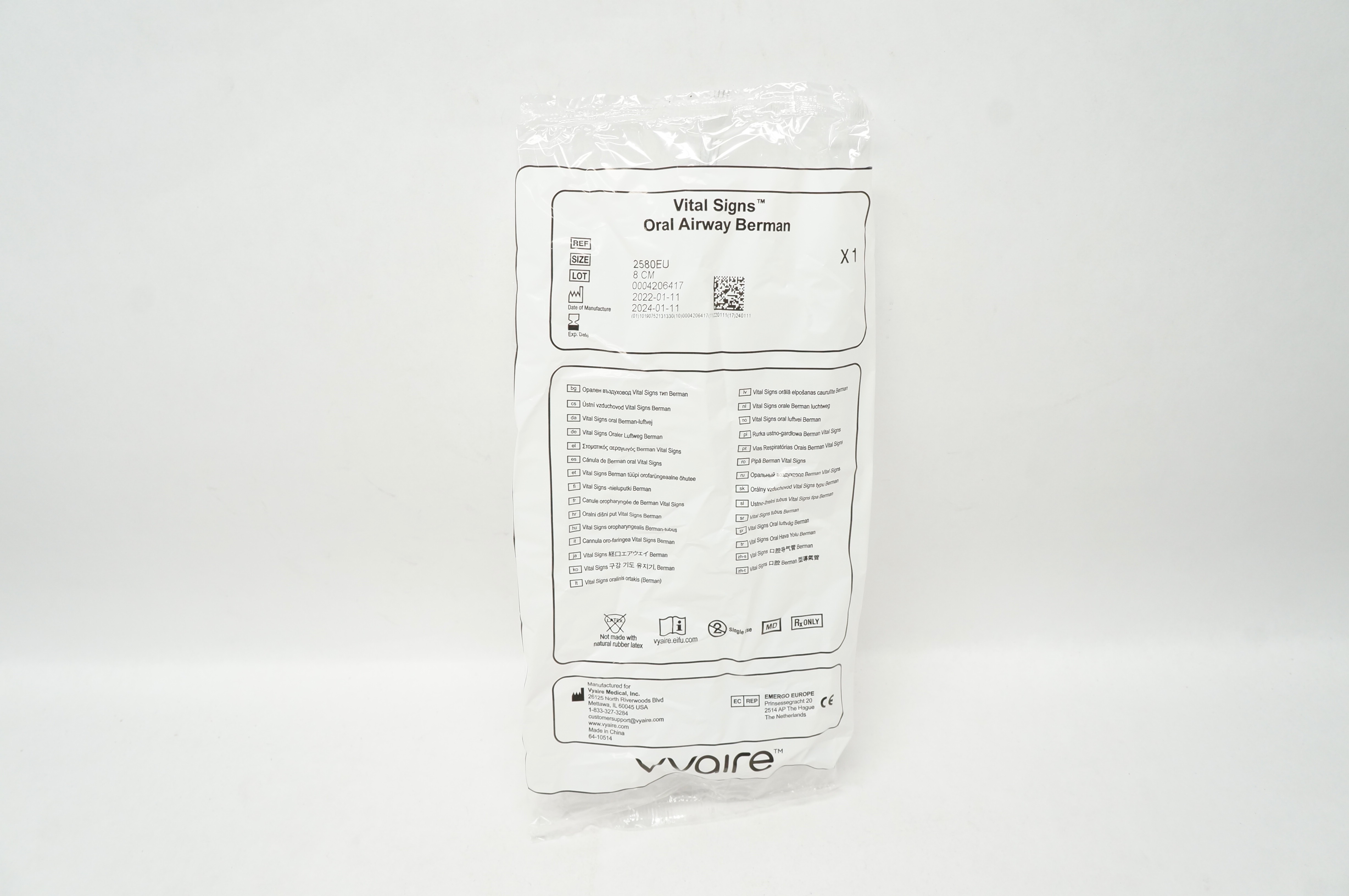 Vyaire 2580EU Vital Signs Oral Airway Berman 8cm